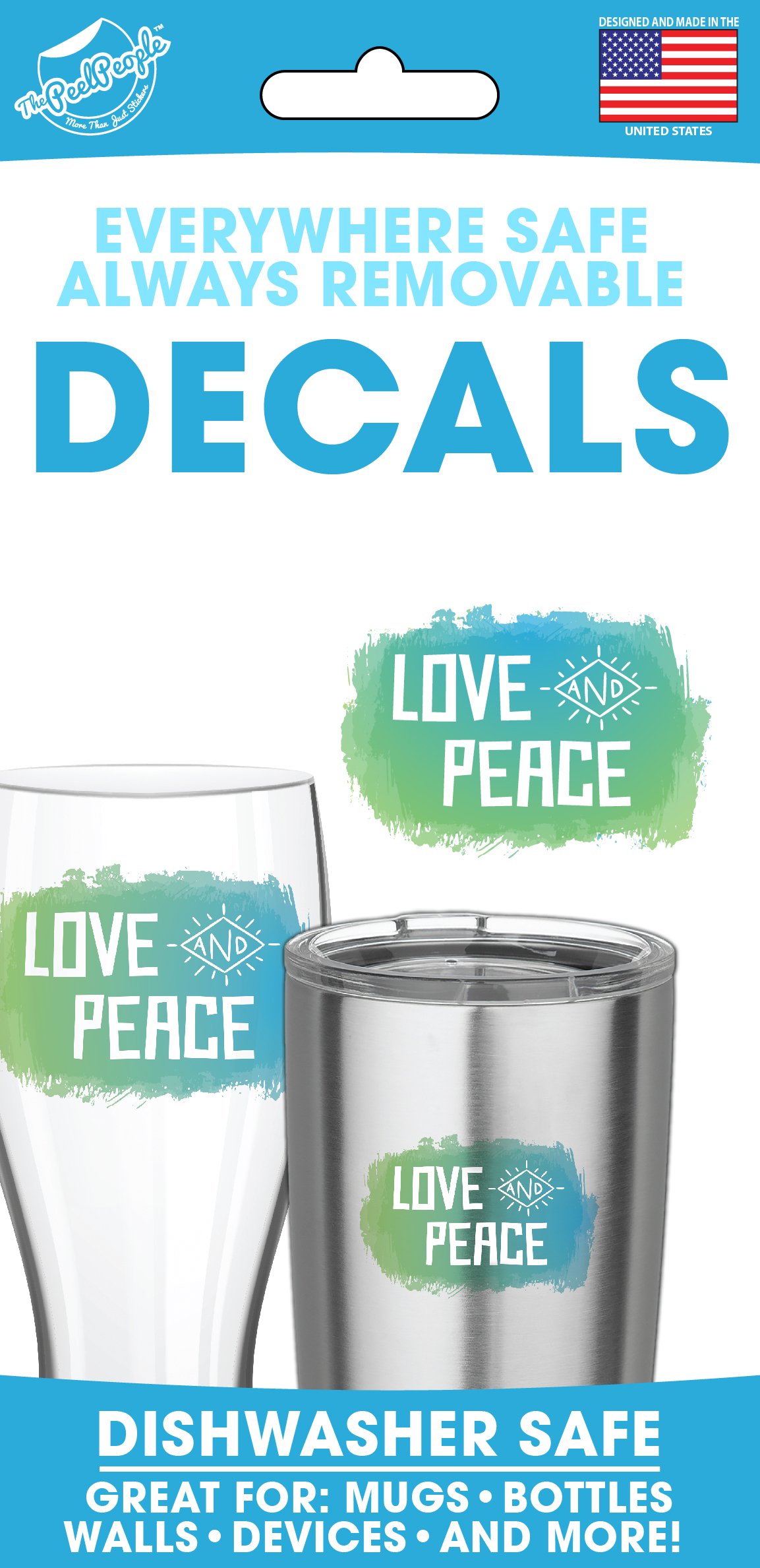 Everywhere Safe Tumbler Mug Decals - Love and Peace Design, Waterproof Vinyl Stickers for Cups, Tumblers & Bottles - Perfect for DIY Crafts, Gifts, and Personalization