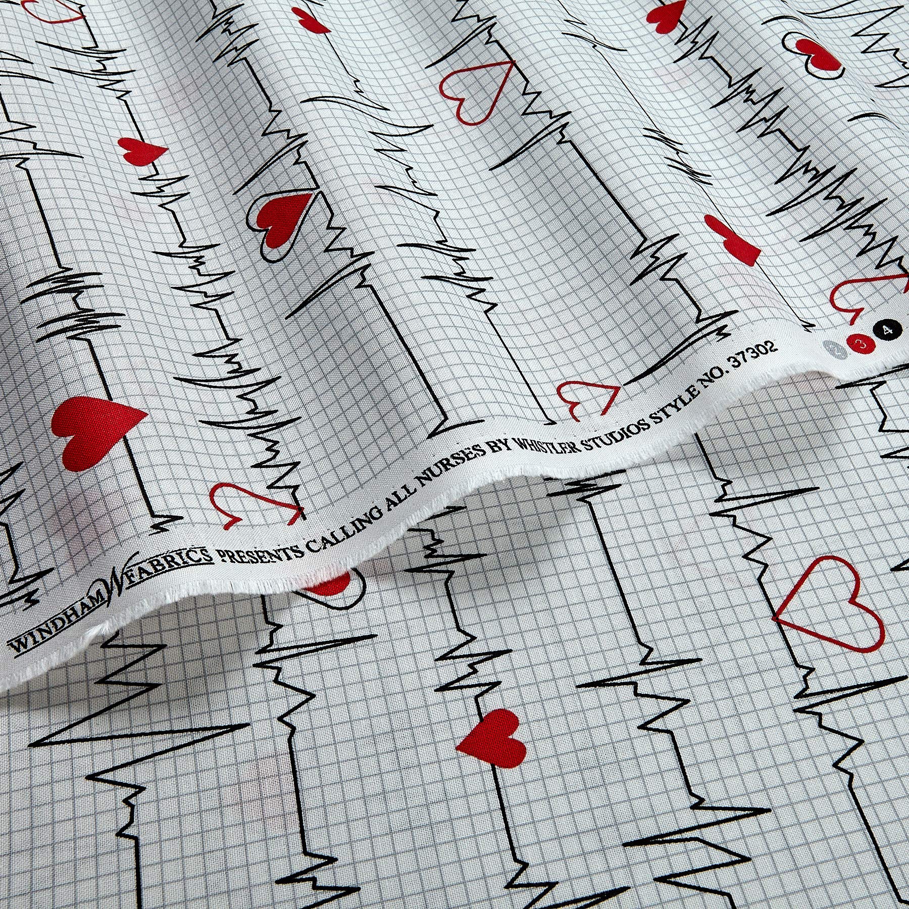 Windham Quilt Fabrics - Calling All Nurses Heartbeat White Quilt Fabric by The Yard - Perfect for Nursing Themed Quilts, Scrubs & Medical Apparel DIY Projects