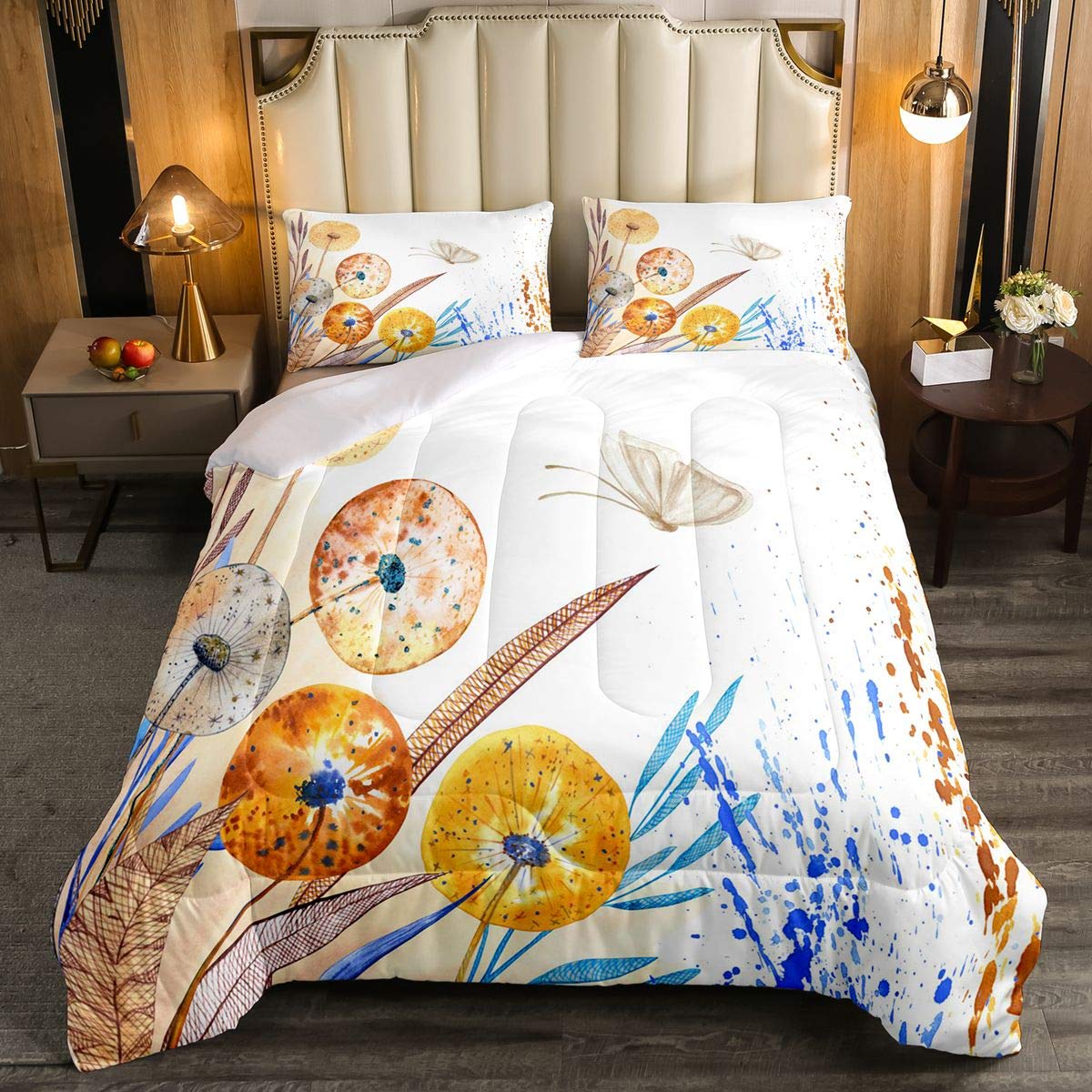 **Butterfly Comforter Set for Kids & Teens - Botanical Floral Printed Duvet Cover, Breathable Bedding Set, Full Size - Perfect for Boys & Girls Room Decor, Garden-Themed Nursery, or Dormitory**