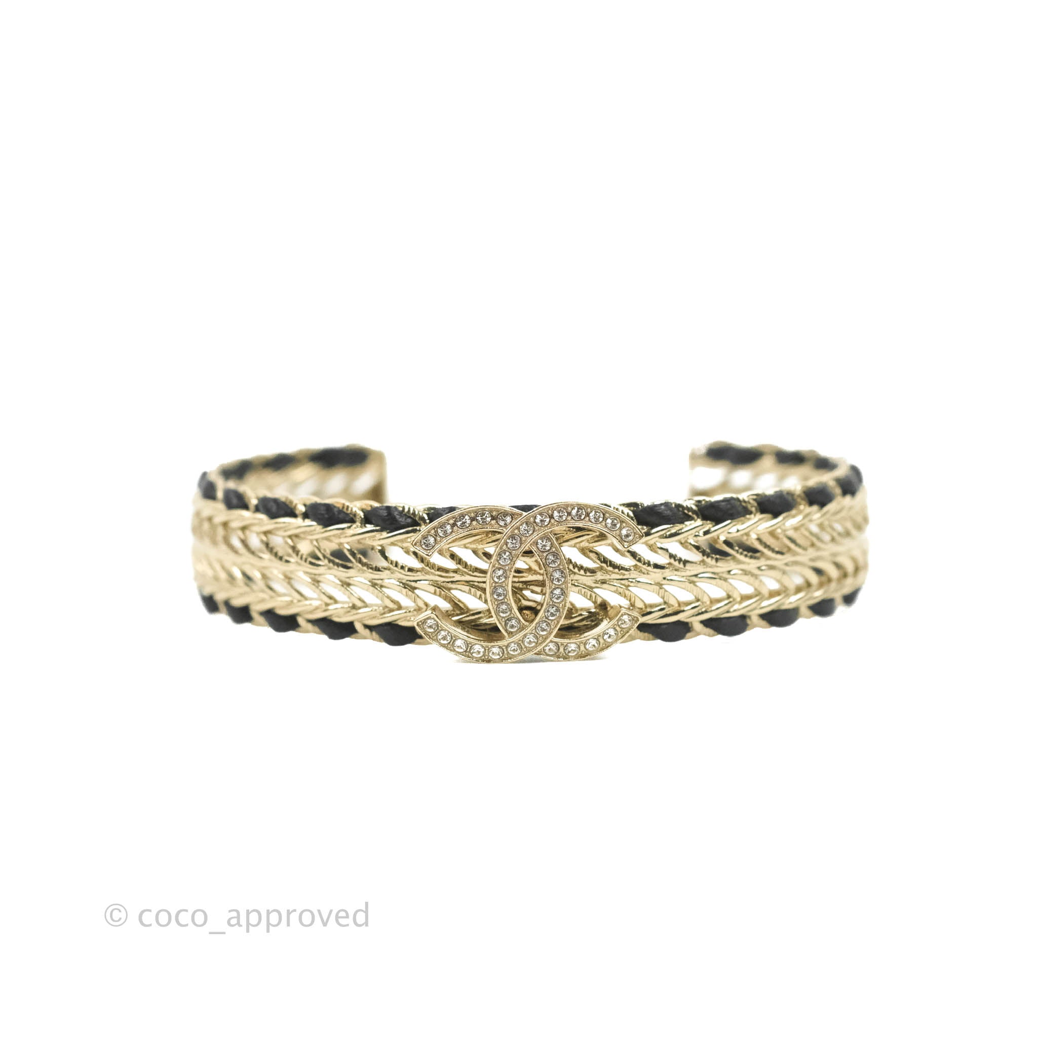 Chanel CC Crystal Bracelet in Gold Tone - Luxury Fashion Jewelry for Women | Perfect for Parties, Weddings & Special Occasions