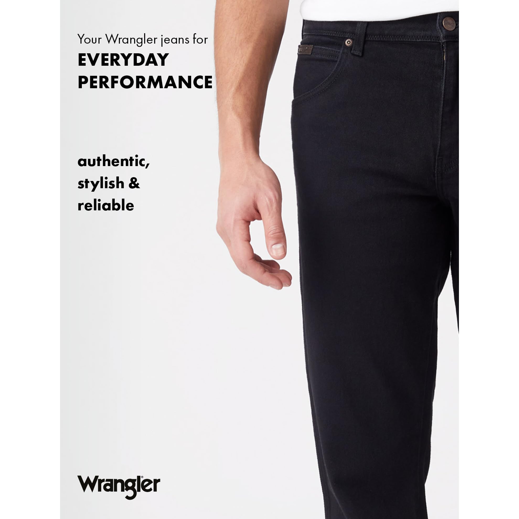 Wrangler Men's Texas Stretch Jeans - 40W x 34L, Comfort Fit Black Denim Pants for Work, Casual & Outdoor Activities