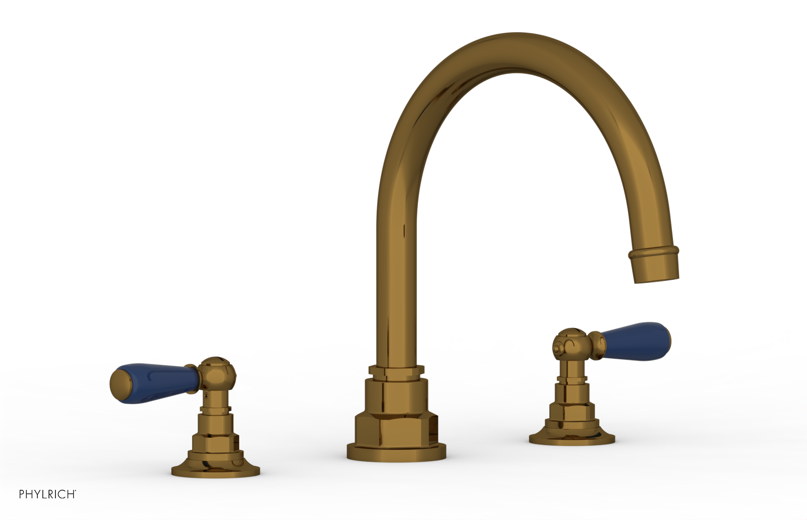 Jamestown Deck Tub Set with Lever Handles - Navy Blue Accented Bathroom Faucet (41