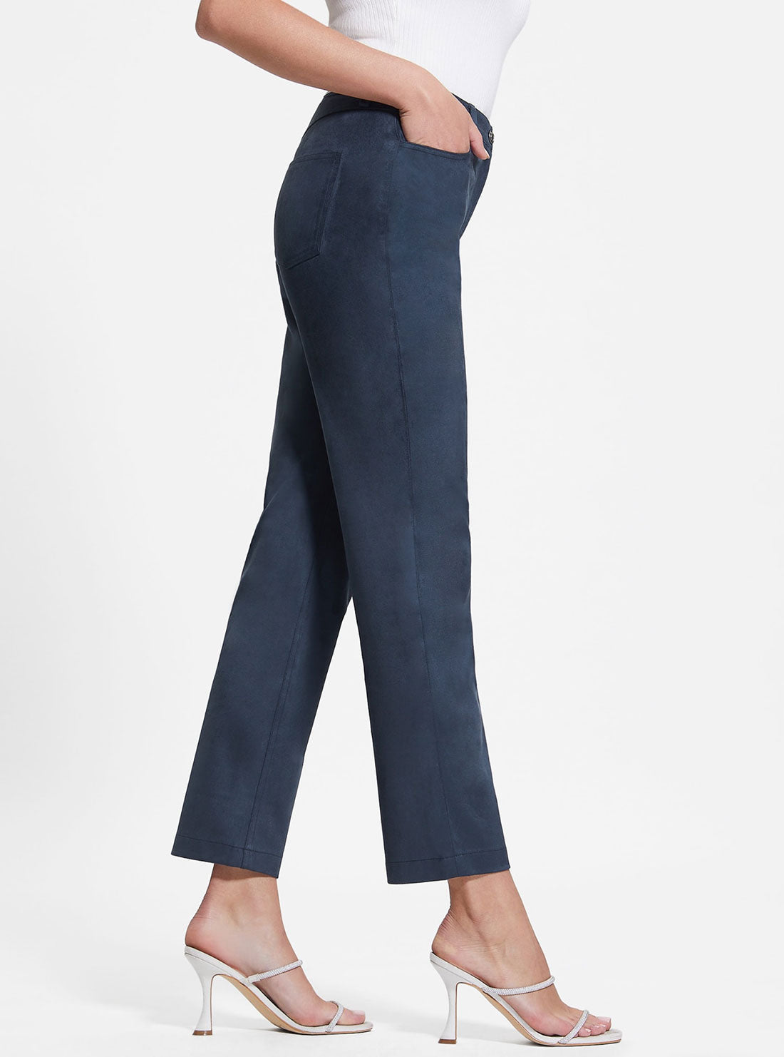 Eco-Friendly Blackened Blue Kelly Straight Leg Pants for Women - Sustainable Fashion for Work, Casual & Everyday Wear