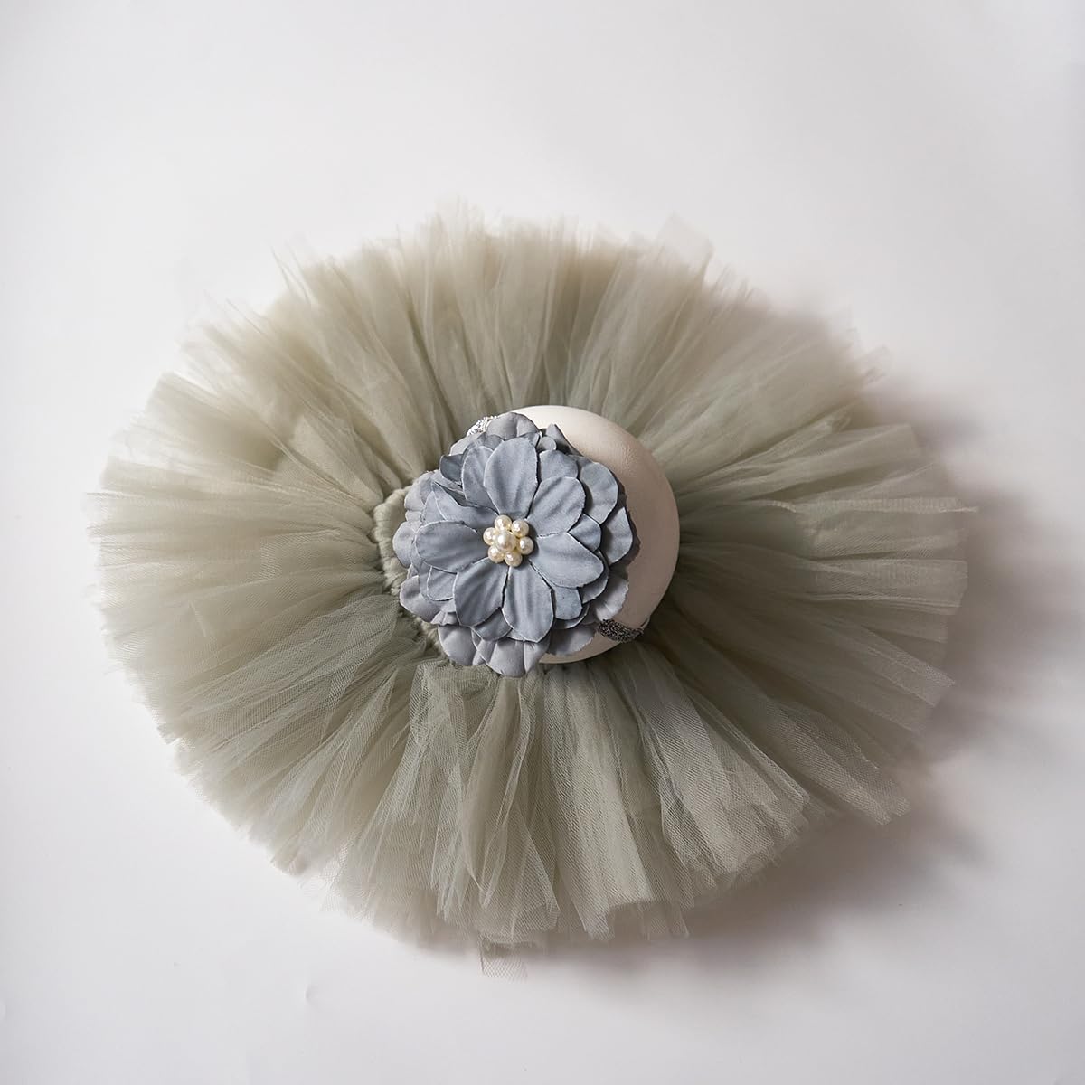 Baby Tutu Skirt & Headdress Set - Newborn Girl Photography Props, Infant Princess Costume Outfit (Grey) for Photo Shoots, Birthday Parties & Special Occasions