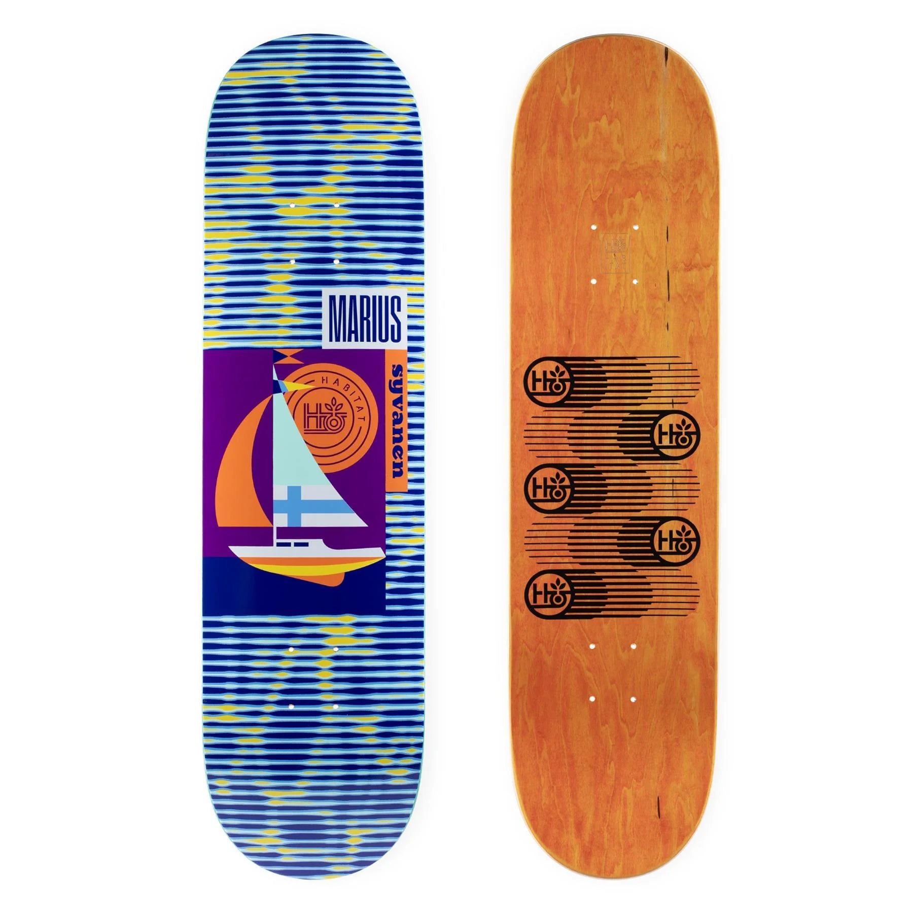 Habitat Marius Rising Tides Skateboard Deck 8.25 - Perfect for Street Skating & Park Tricks