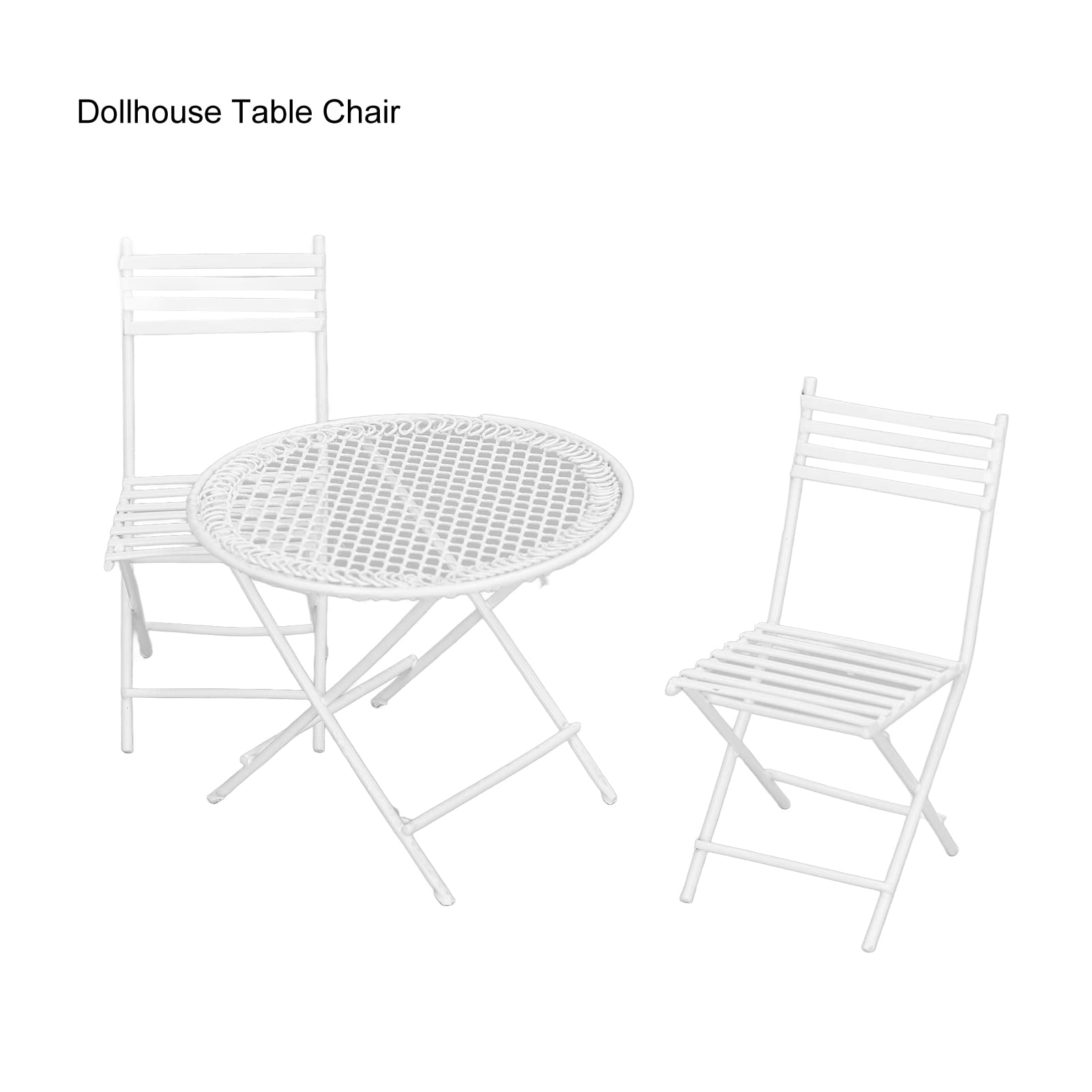 Keenso 1:12 Scale Miniature White Patio Bistro Set - Dollhouse Garden Table & Chairs for DIY Doll Accessories, Home Decor & Model Scenes | Perfect for Dollhouse Displays, Fairy Gardens & Miniature Collectors