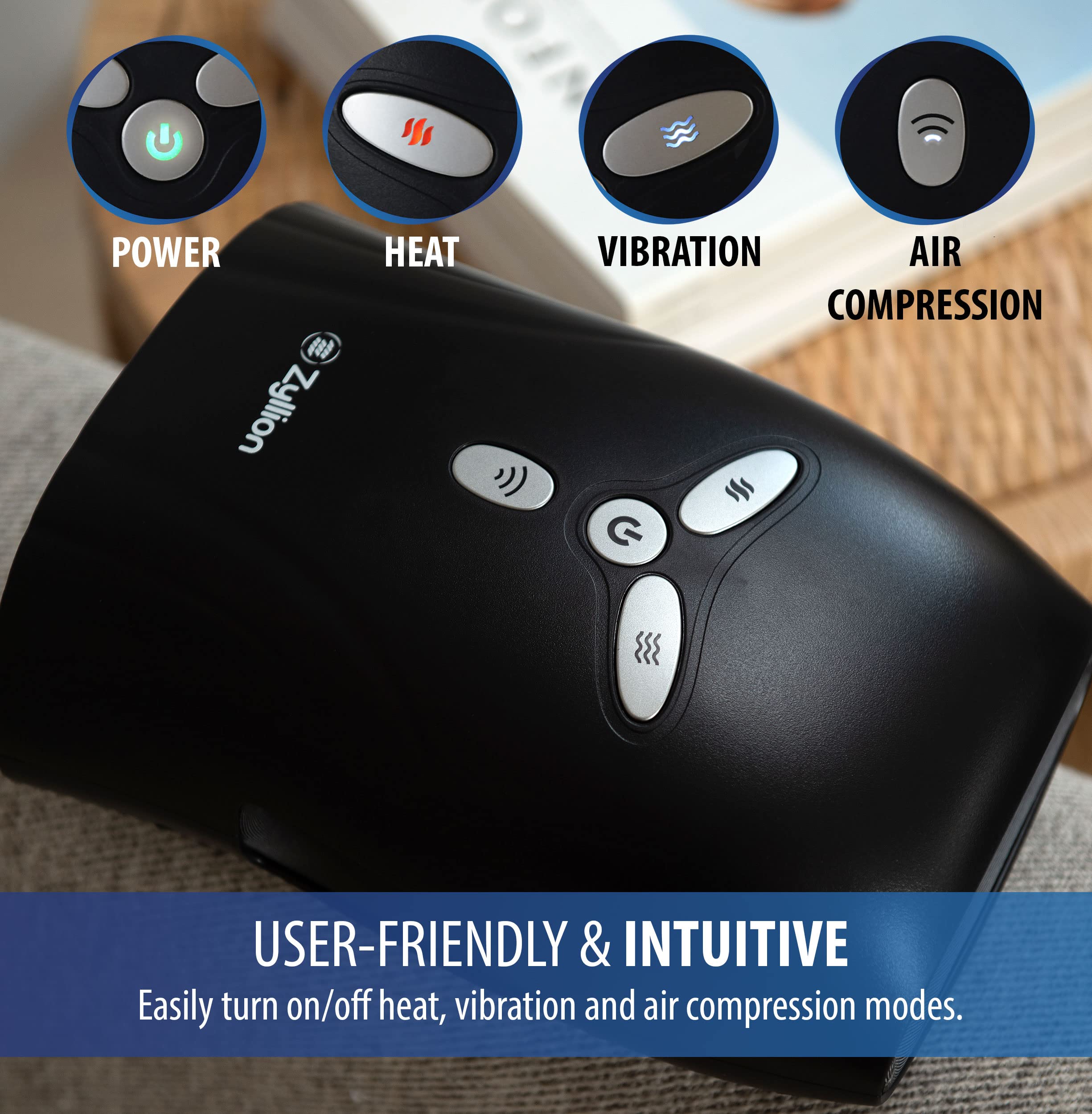 Zyllion Shiatsu Back and Hand Massager Set - Deep Tissue Kneading for Neck, Shoulder, Back Pain Relief - Perfect for Home, Office & Car Use (Black)