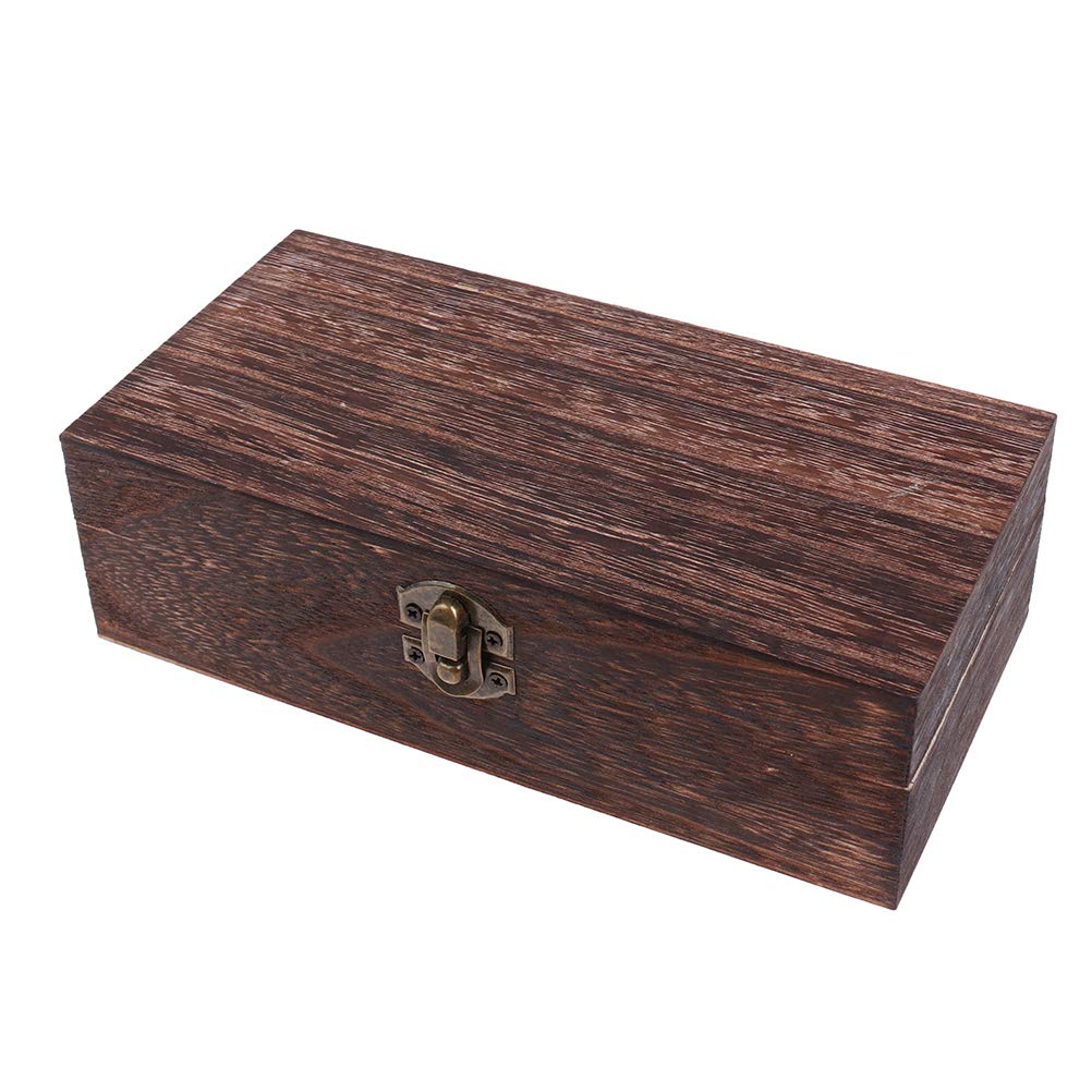 Vintage Wooden Jewelry Box with Hinged Lid - Small Keepsake Storage for Rings, Necklaces & Cosmetics - Perfect for Dresser Organizer, Gift Giving & Travel Accessories