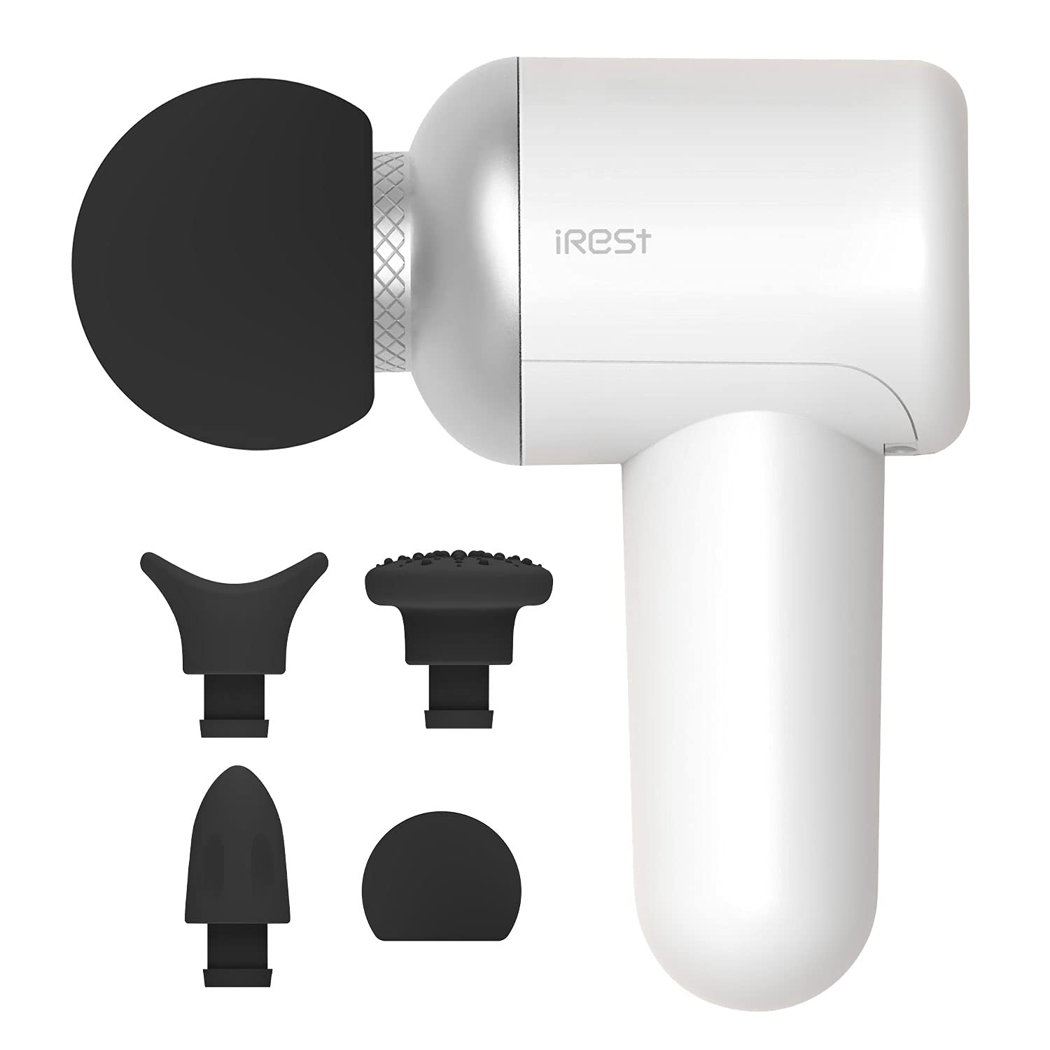 iRest Deep Tissue Massage Gun - Portable Electric Muscle Massager with 3 Speed Levels & 4 Interchangeable Heads for Athletes, Men & Women - Relieve Muscle Pain, Soreness & Tension - Perfect for Post-Workout Recovery, Home & Office Use