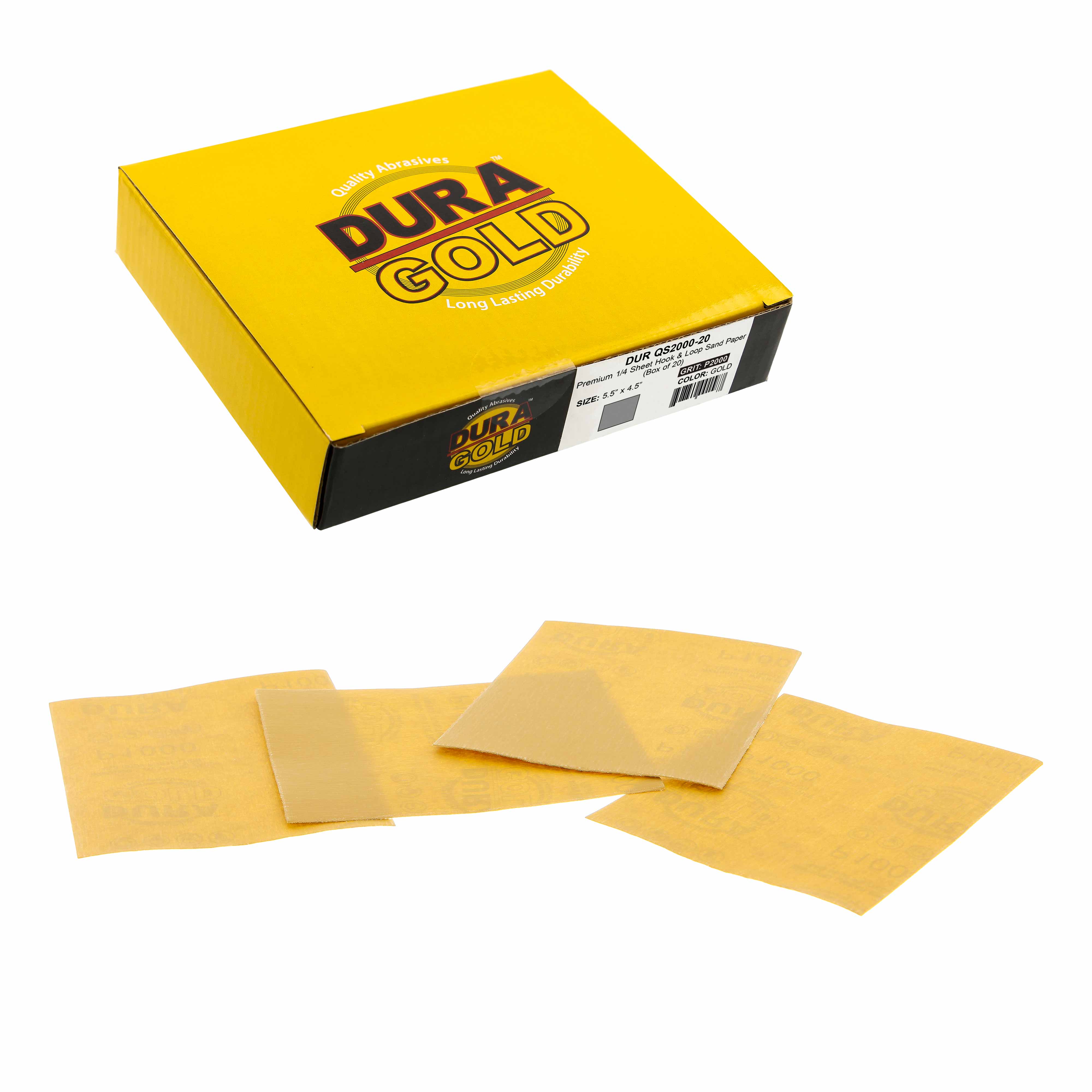 2000 Grit 1/4 Sheet Hook & Loop Sandpaper 5.5