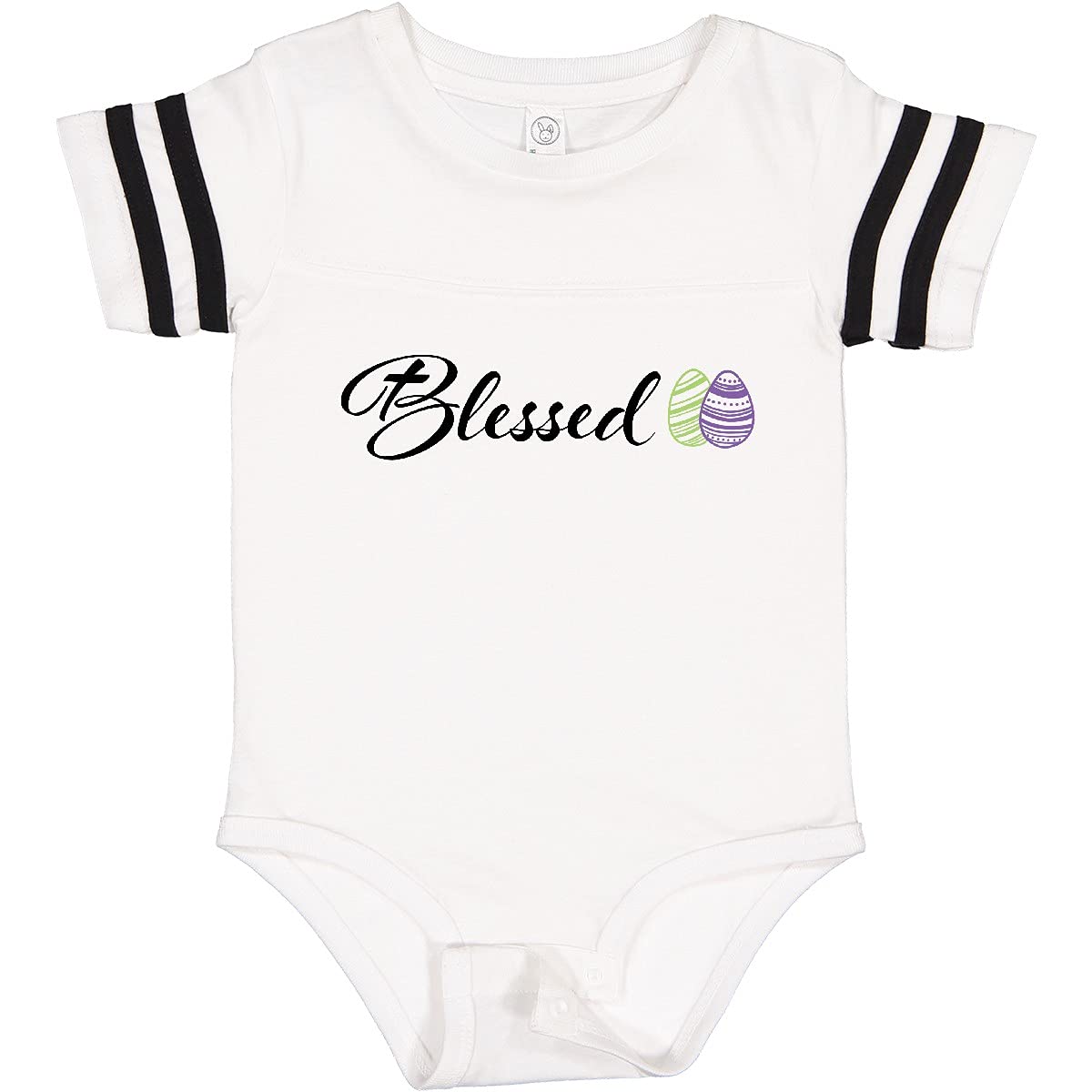 Inktastic Easter Blessed with Green and Purple Eggs Baby Bodysuit - Cute Easter Outfit for Infants, Soft Cotton Onesie for Boys & Girls - Perfect for Easter Photos, Church, and Family Gatherings