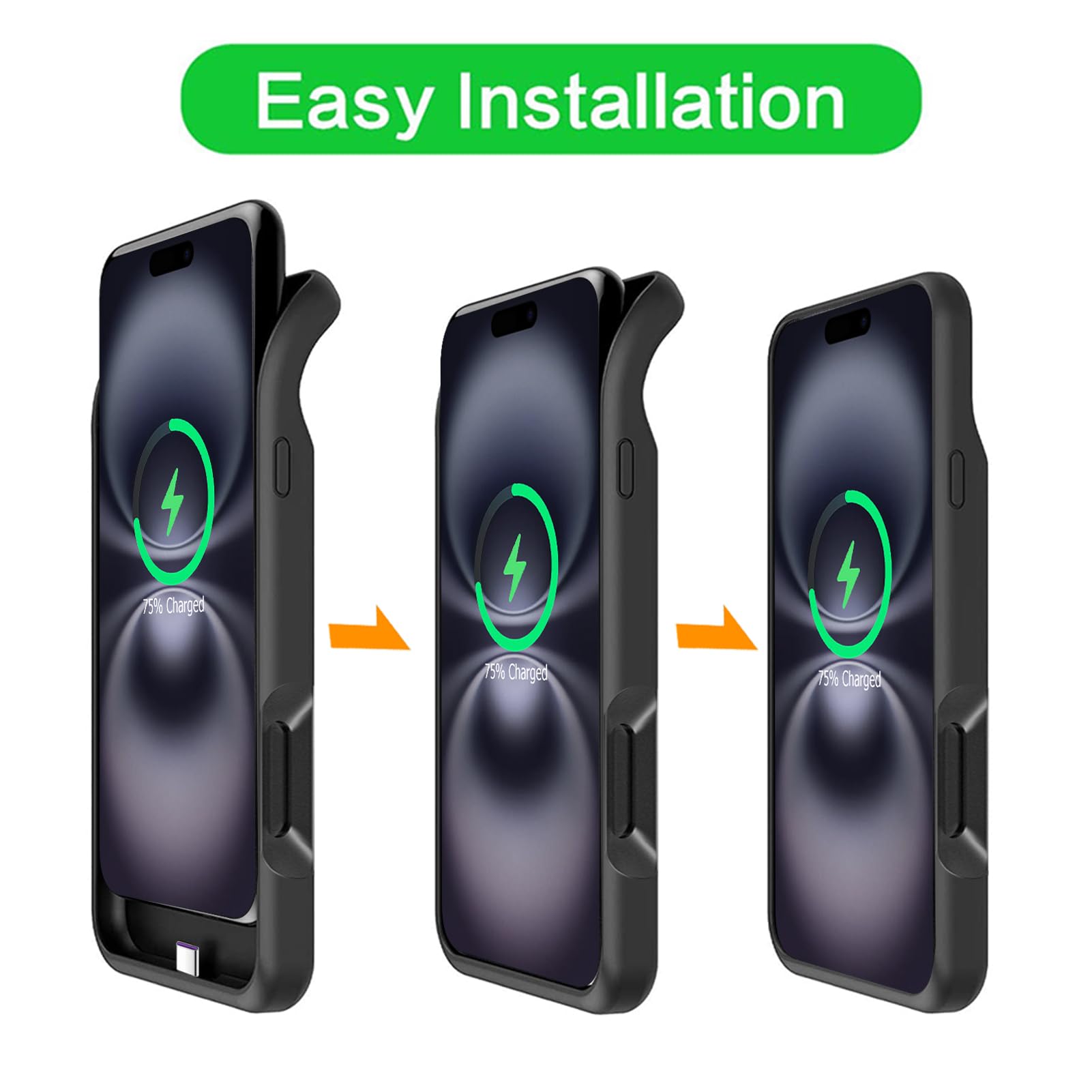 10000mAh Wireless Charging Battery Case for iPhone 16 (6.1 inch) - 2024 Rechargeable Portable Power Bank with CarPlay Support | Extended Battery Pack Charger Case (Black) | Perfect for Travel, Work & Outdoor Activities