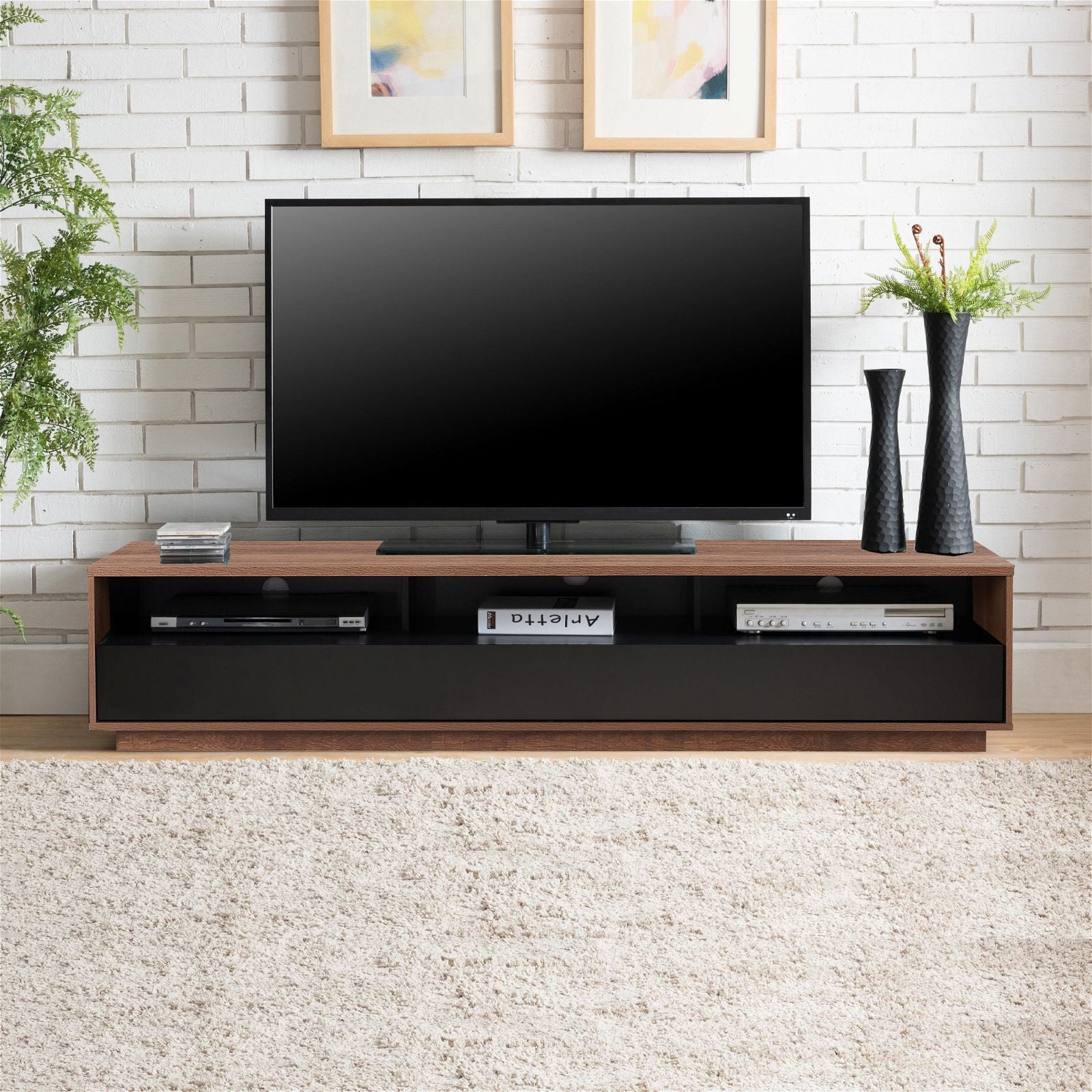 Tauris™ SUAVE1800 Dark Oak TV Stand Entertainment Center - Modern Media Console for Living Room, Home Theater & Gaming Setup