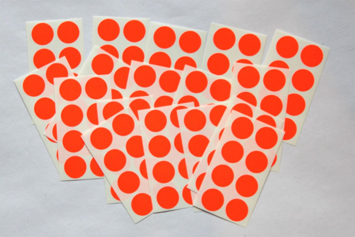 Fluorescent Flame Round Stickers - Self Adhesive Labels for Color Coding & Organization
