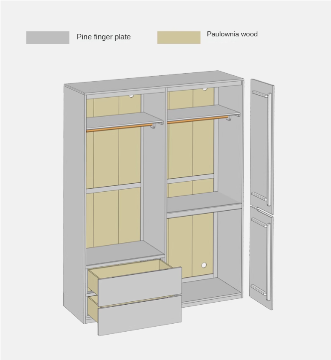 Pine Solid Wood Sectional Large Wardrobe - Cream Style Modern Closet for Bedroom & Living Room Storage Organization