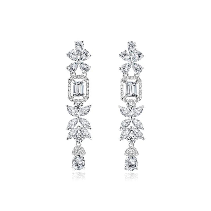 Elegant Crystal Chandelier Wedding Earrings for Bride - Silver 7686 | Perfect for Bridal Party, Evening Gala & Formal Occasions