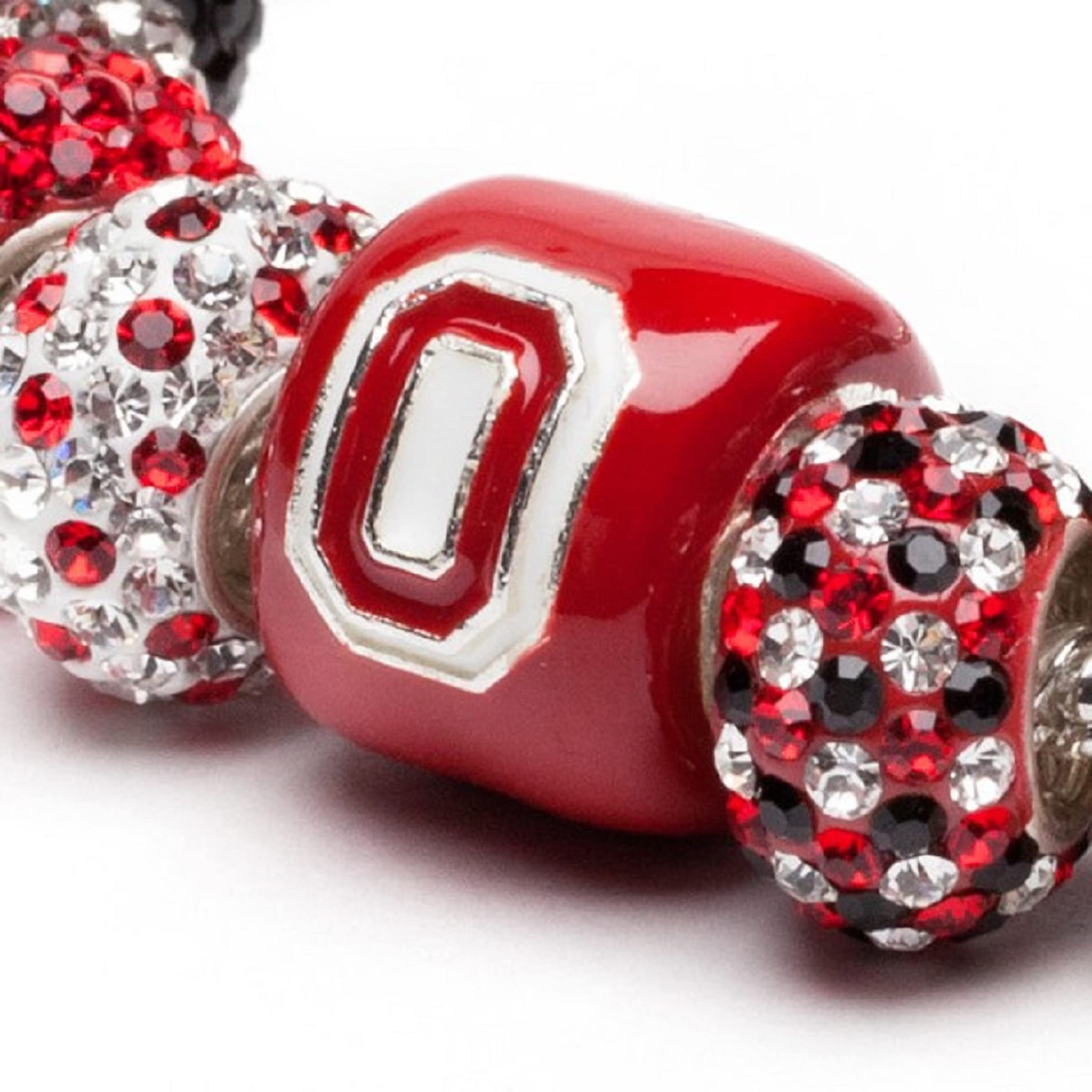 Ohio State Buckeye Charms for Bracelets - Hypoallergenic Stainless Steel Beads (Scarlet Block O & Buckeye Leaf) - Perfect OSU Football Gifts for Fans, Game Day Jewelry & Alumni Pride Accessories
