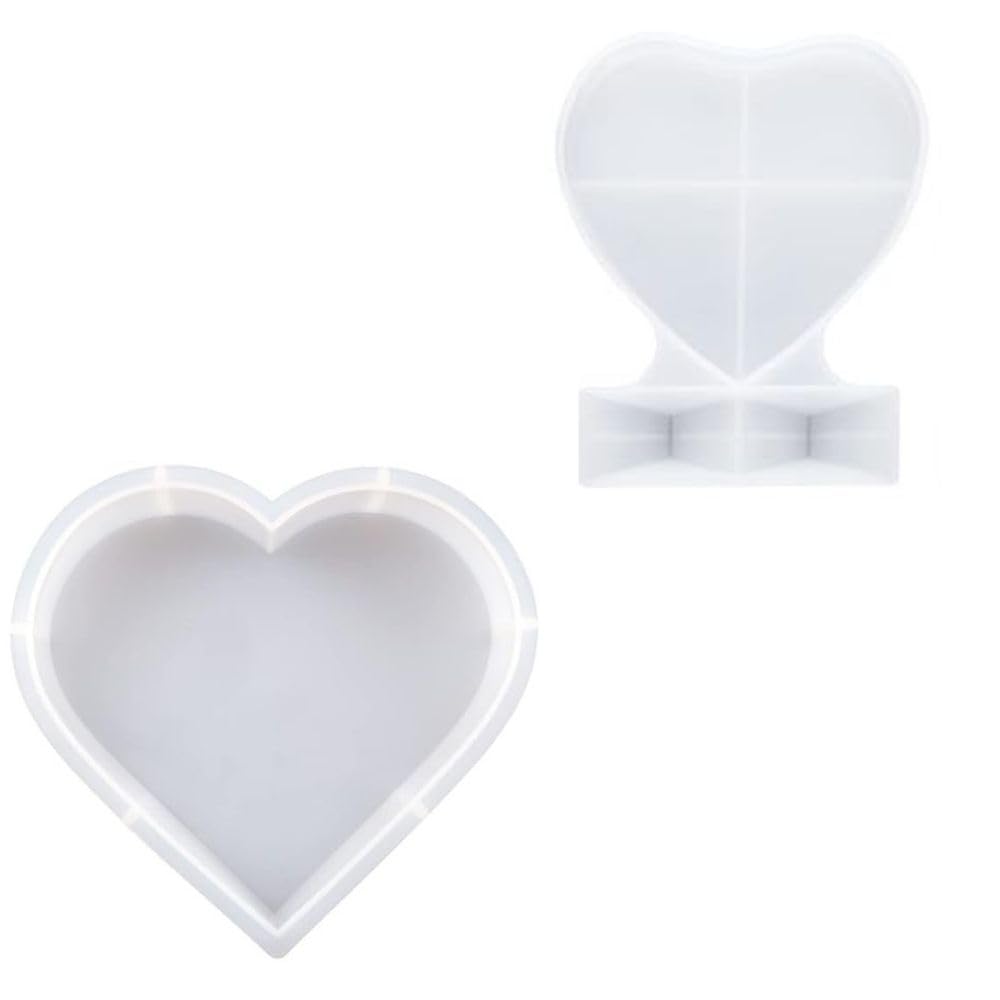 SNOOGG 2-Pack Heart Photo Stand & Hexagon Epoxy Resin Mold Set - DIY Wedding, Birthday Gifts & Clay Crafts | Perfect for Resin Jewelry, Home Decor & Handmade Gifts