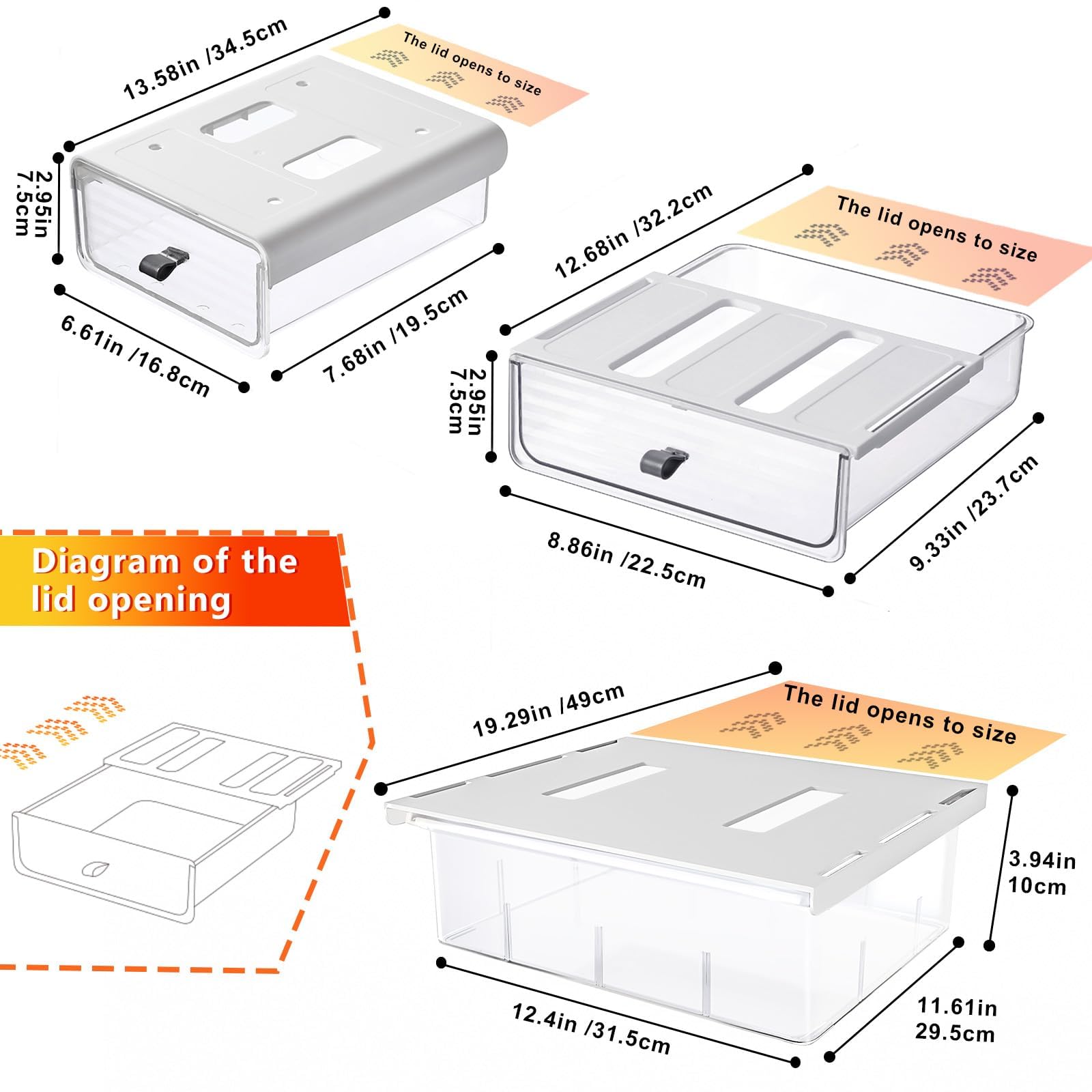 3 Pack Clear Plastic Under Desk Drawer Organizer - Slide Out Hidden Storage for Office, School & Home - Self-Adhesive Desktop Organizer with Pen Holder (3 Sizes) - Perfect for Small Space Organization & Clutter-Free Workspaces