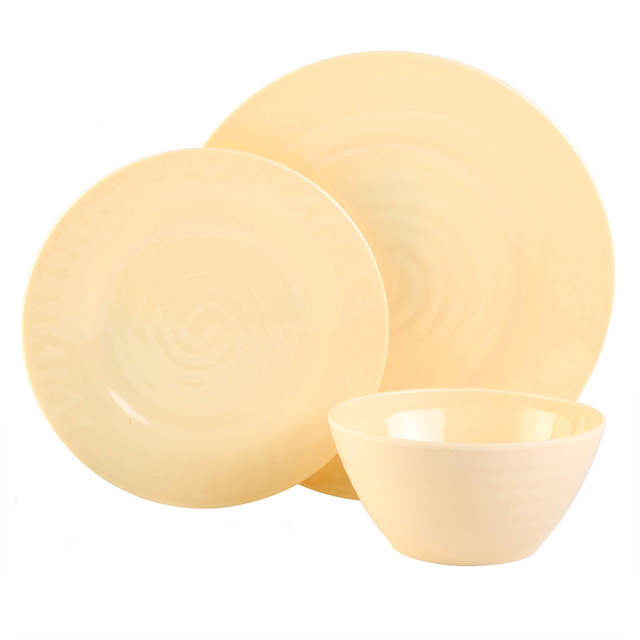 Gibson Home Brist Melamine Plastic Dinnerware Set for 4 - 12-Piece Pastel Dinner Plates, Bowls, Cups - Shatterproof & Lightweight for Outdoor Picnics, Camping, and Everyday Use