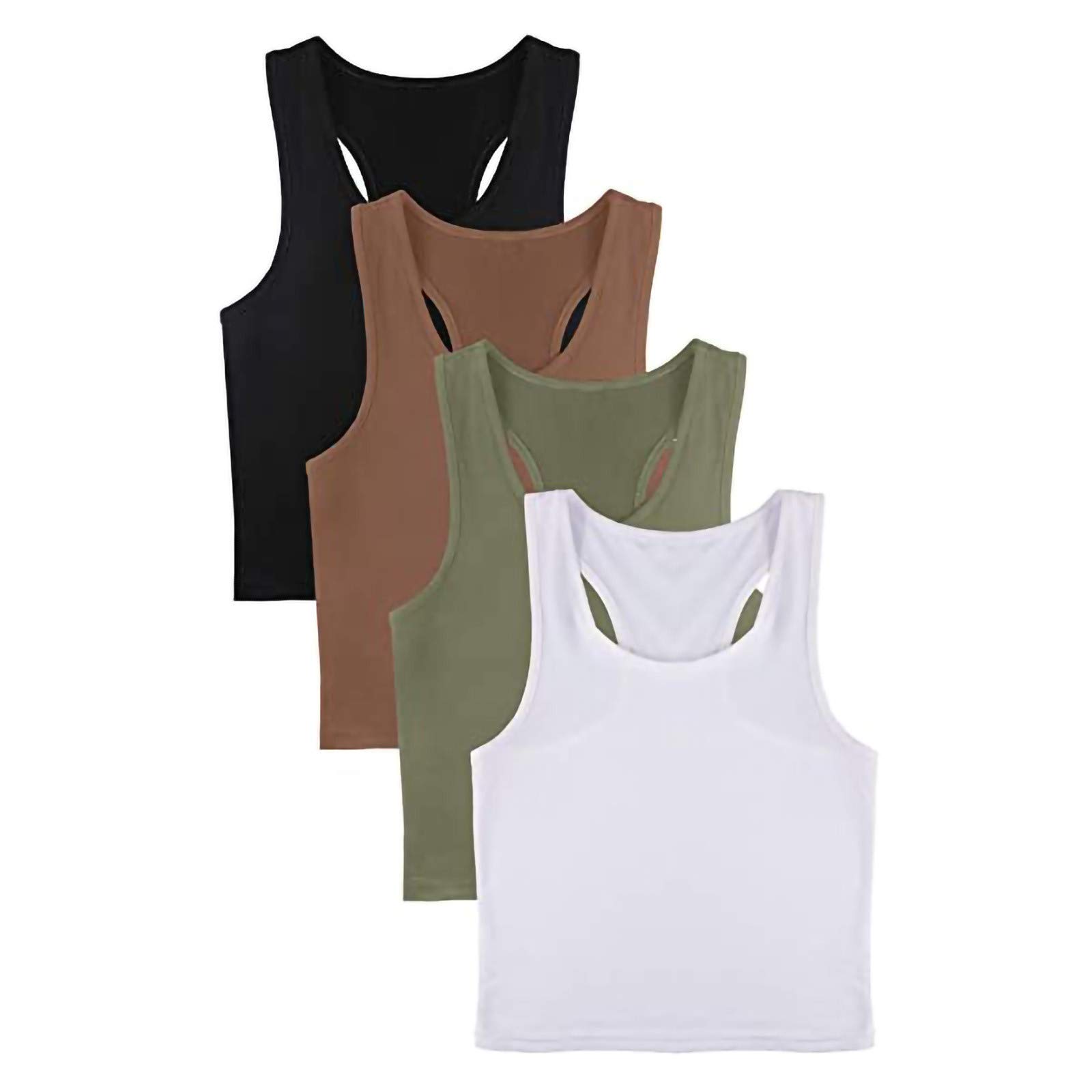 SNGSHJ Women's Sleeveless Cropped Tank Tops 4-Pack - Slim Fit Casual White Crop Tops for Teen Girls & Women | Perfect for Summer, Gym, Yoga & Beach Wear