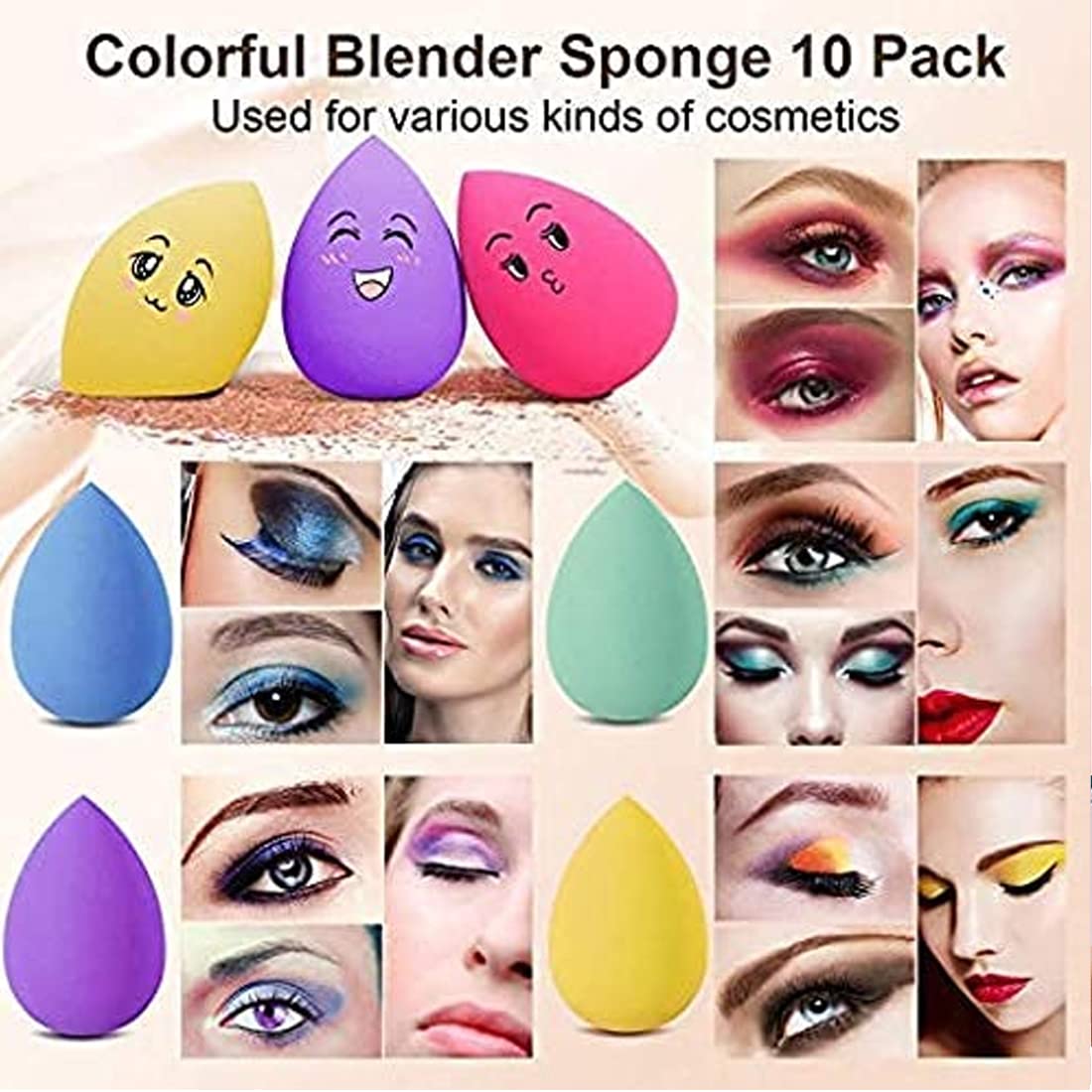 Adbeni Makeup Sponge Beauty Blender Puff - 3 Pack Multicolor Foundation Blender for Flawless Liquid & Powder Application | Perfect for Professional Makeup Artists & Beginners