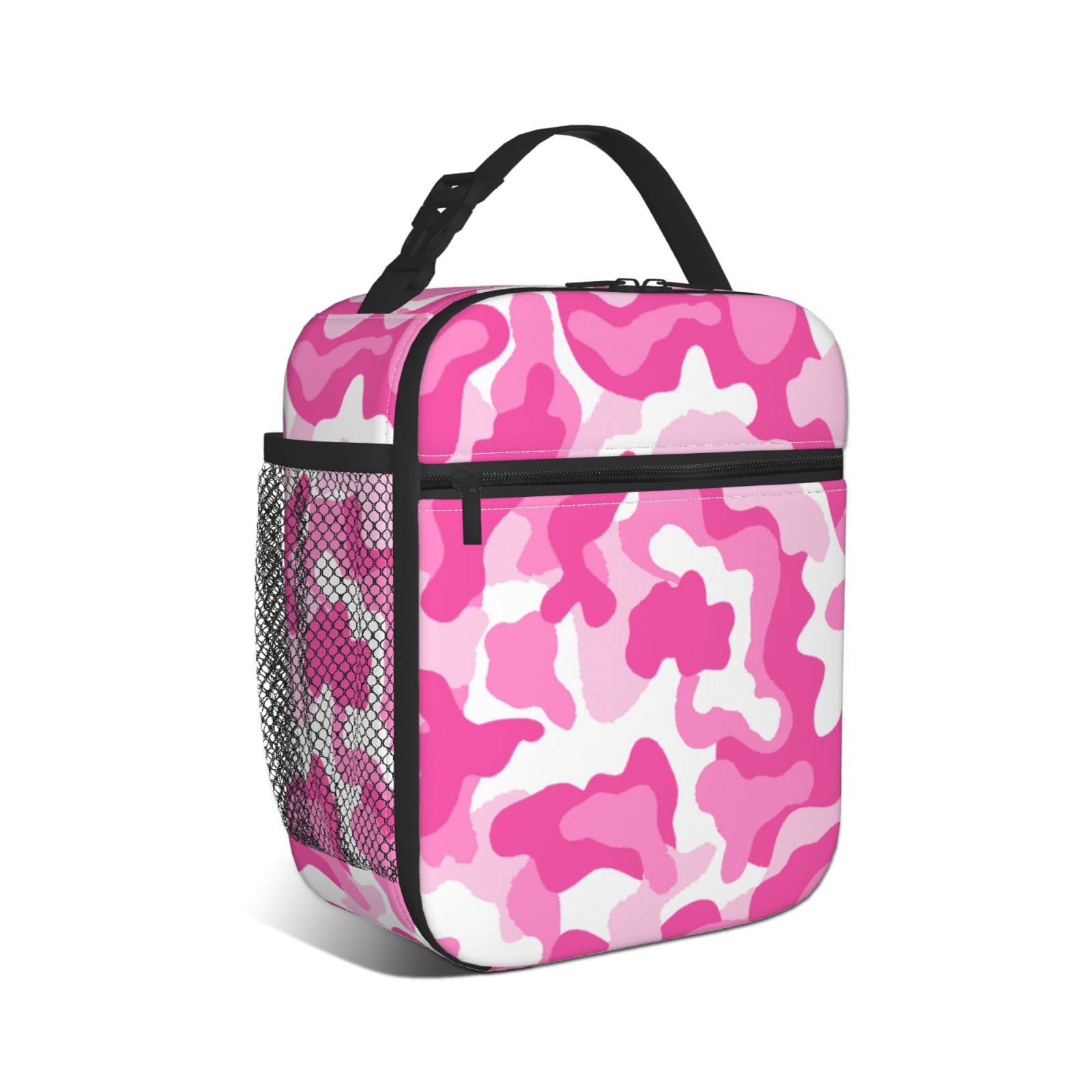 Pink Camo Insulated Lunch Box for Kids Girls - Thermal Cooler Lunch Bag Tote for School, Picnic & Outdoor Activities