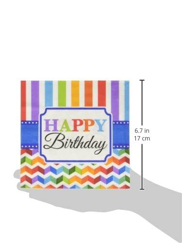Amscan Colorful Luncheon Napkins - 16-Piece Party Supplies Set for Birthday, Wedding & Holiday Celebrations
