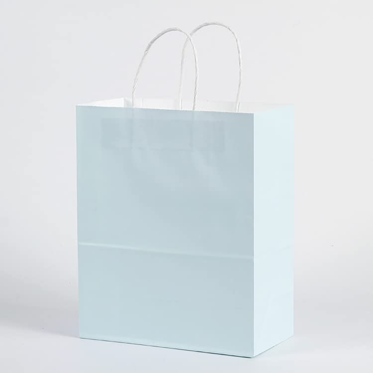 AZOWA 25-Pack Medium Kraft Paper Gift Bags with Handles - 8.6x4.3x10.2 Inches Pastel Blue Eco-Friendly Party Favor Bags for Birthday, Wedding, Baby Shower & Holiday Gifts