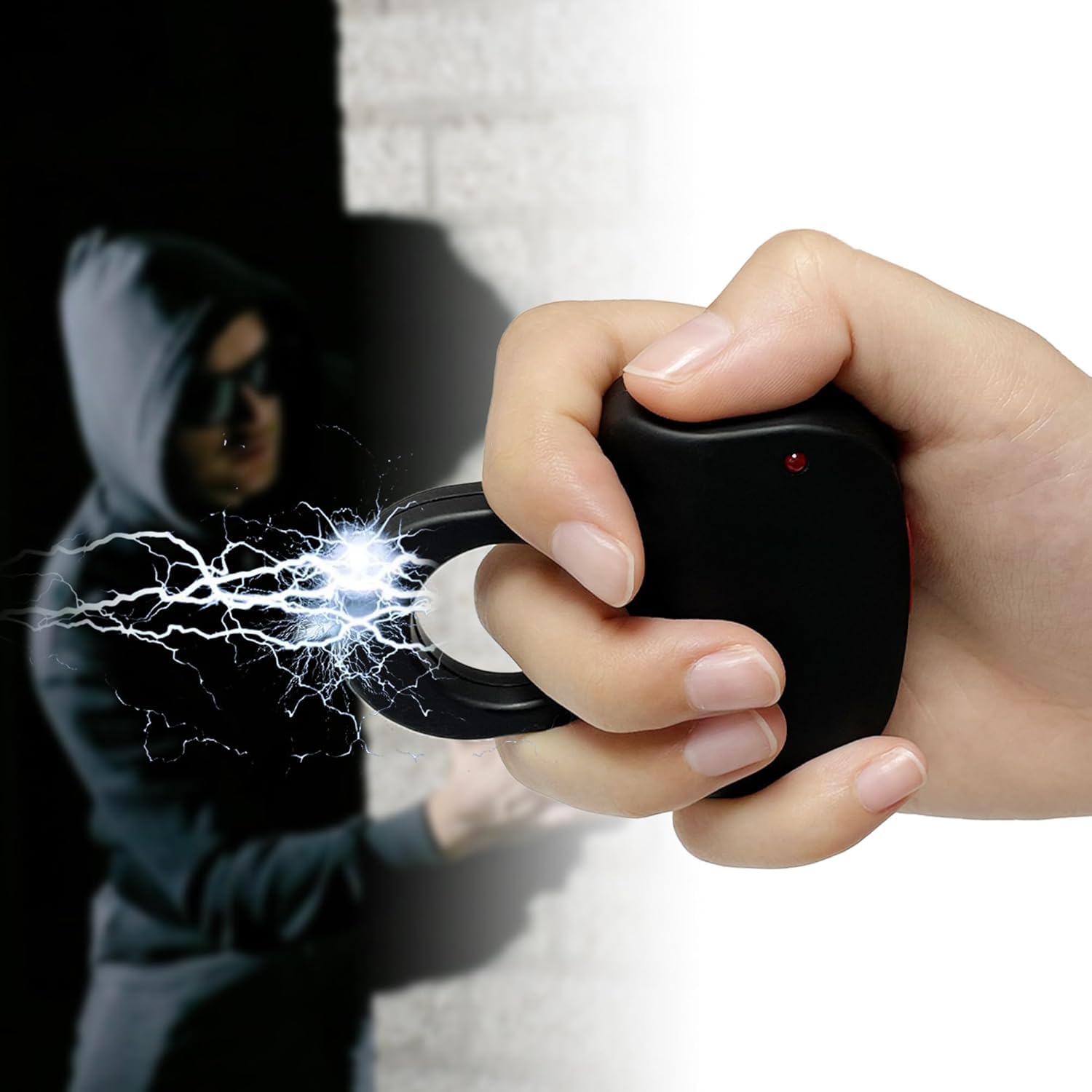 300,000V Ultra Powerful Rechargeable Stun Gun for Self Defense - Compact Handheld Taser with Side Shock Plates for Men & Women - Ideal for Personal Protection, Home Security, and Car Safety
