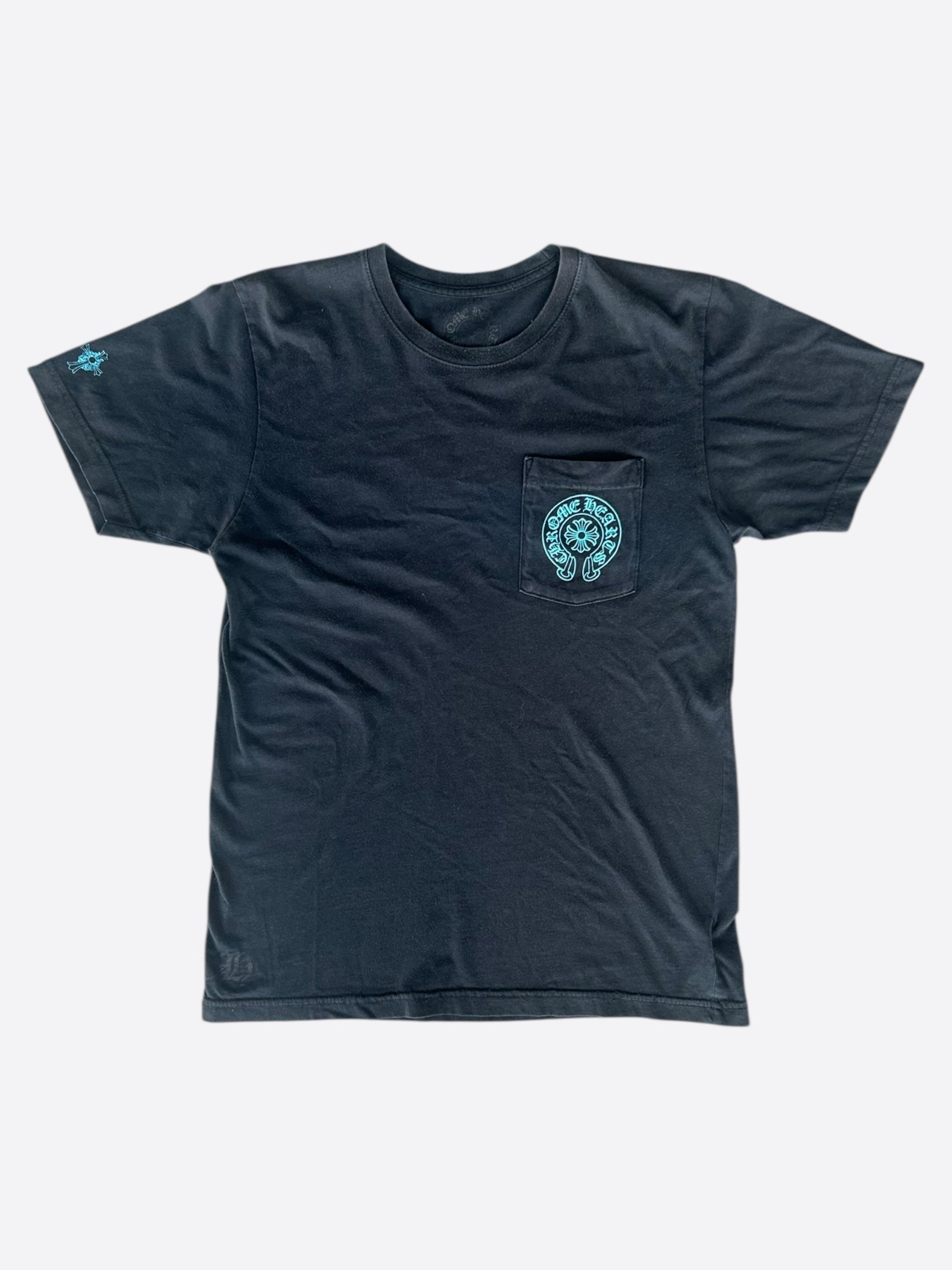 Chrome Hearts Black & Blue Triple Cross Logo T-Shirt for Men | Gothic Streetwear Fashion | Perfect for Concerts, Parties & Casual Outfits