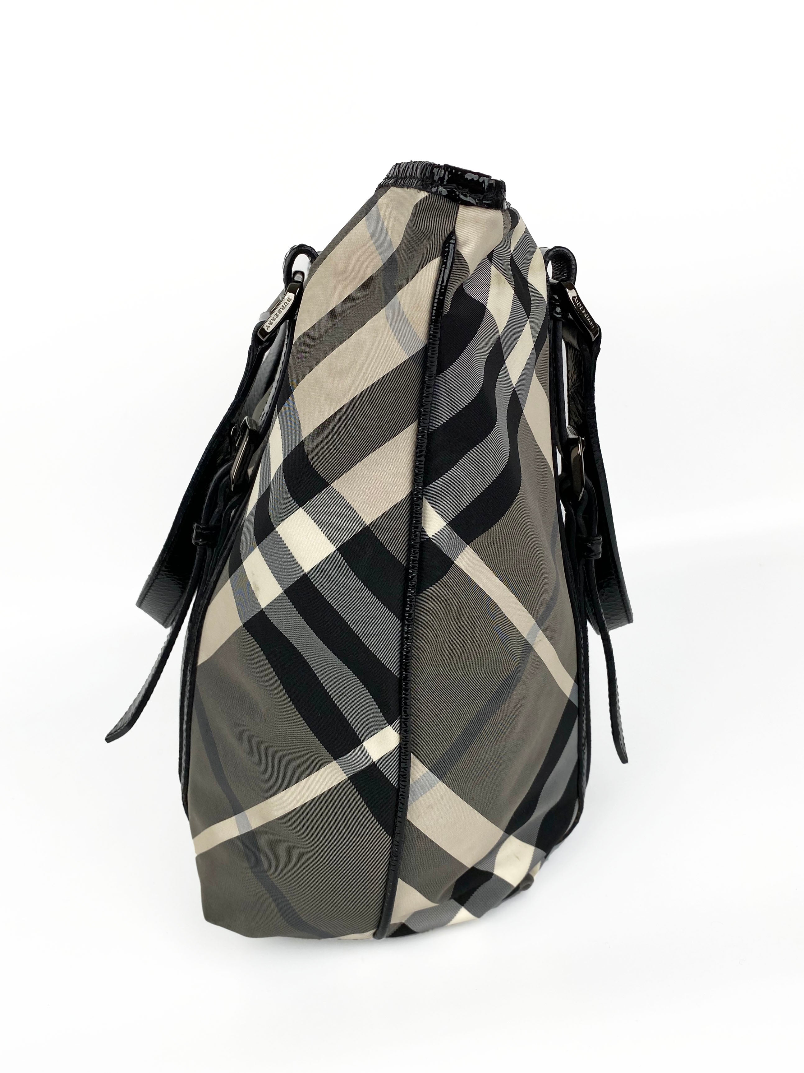 Burberry Black & White Large Grey Tote Bag for Women - Luxury Designer Handbag for Work, Travel & Everyday Use