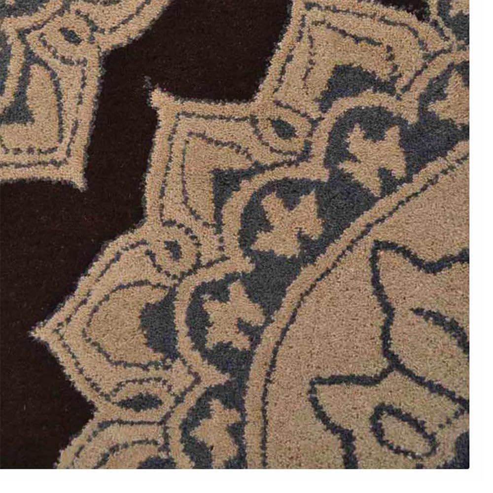 Hand Tufted Wool Eco-Friendly Area Rugs 5'x8' Rectangle - Cream & Brown Floral Modern Design High Pile Thick Handmade Rug for Living Room, Bedroom, Nursery & Home Office - Soft & Durable Floor Decor (K00507)