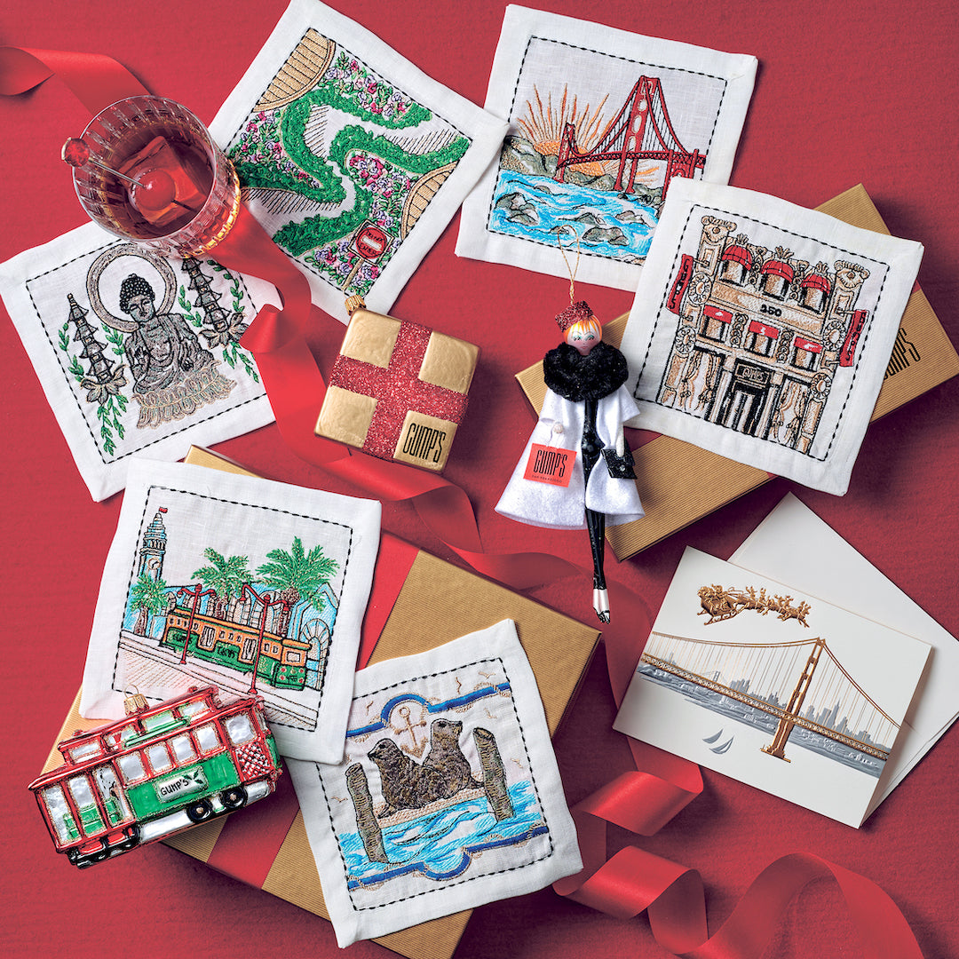 Premium San Francisco Themed Cocktail Napkins - Set of 6, 4x4 Inch Absorbent Paper Drink Coasters for Parties, Bars & Home Entertaining
