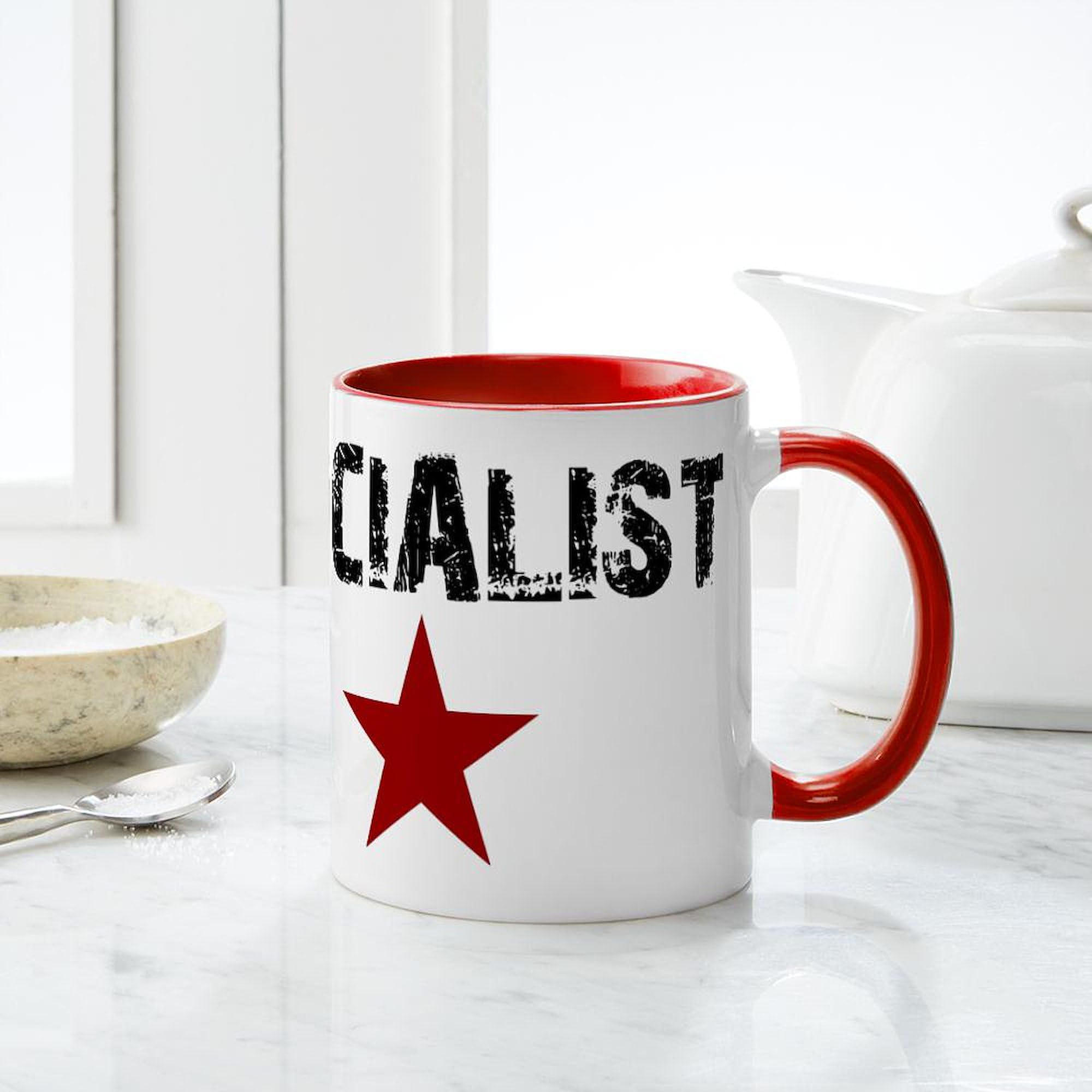 Socialist Mugs Set of 3 - 11 oz (325 ml) Ceramic Coffee Cups for Tea & Hot Drinks - Perfect for Home, Office & Political Discussions - CafePress