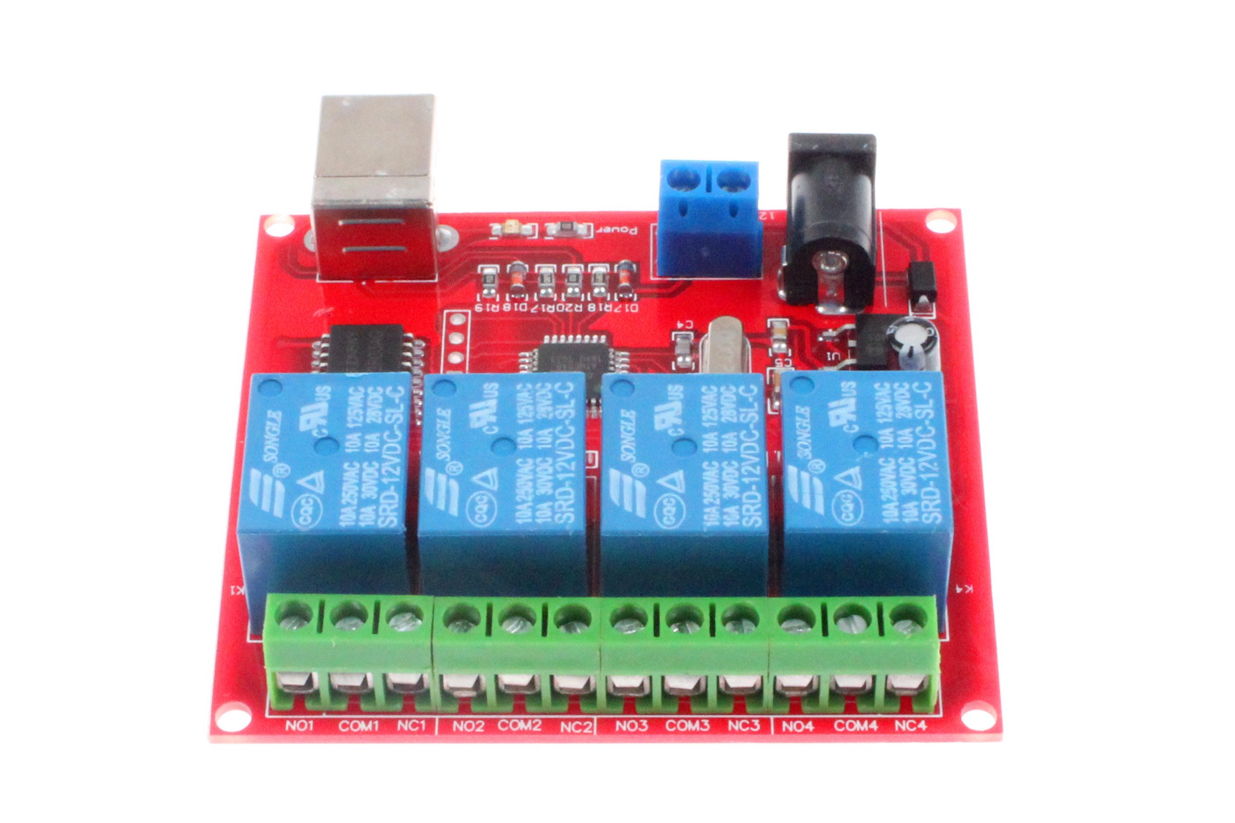NOYITO 4-Channel 12V USB Relay Module - Plug & Play for PC Smart Control | Home Automation & DIY Projects