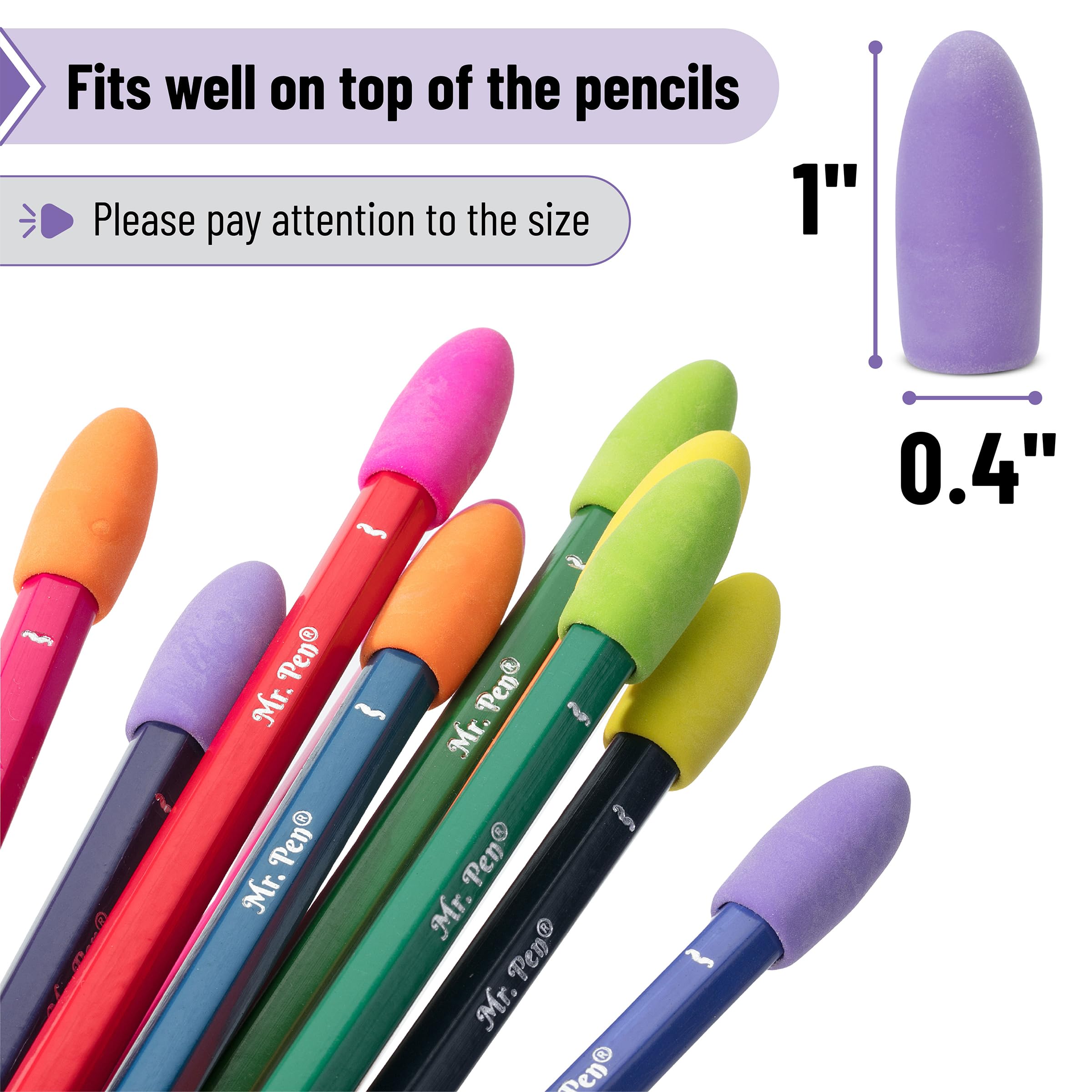 Mr. Pen - 120 Pack Colorful Pencil Eraser Toppers | Fun Pencil Top Erasers & Cap Erasers for Kids School Supplies | Perfect for Classroom, Homework & Art Projects