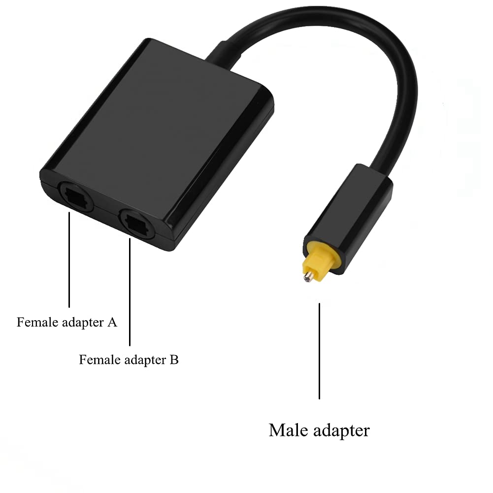 1x2 Digital Fiber Optical Audio Splitter - Toslink Cable with 1 Input & 2 Outputs - High-Speed Optical SPDIF Splitter for Home Theater, Gaming Consoles (PS4/PS5/Xbox), TV Box & Audio Systems - Perfect for Multi-Room Audio Setup & Surround Sound Enhancement