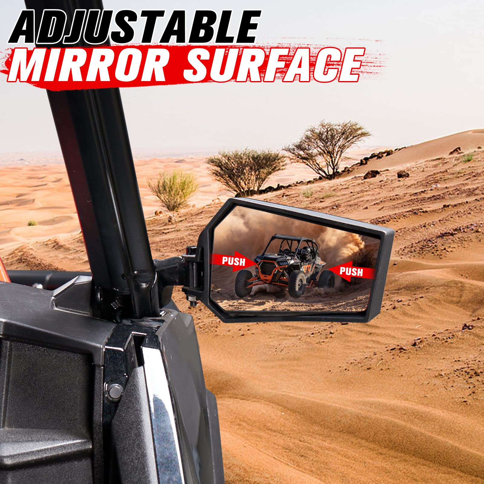 Polaris General 1000/4 1000 / XP 1000 / XP 4 1000 2016-2024 Adjustable Breakaway Folding Convex Side Rear View Mirrors - 2PCS UTV Accessories for Off-Roading & Trail Riding
