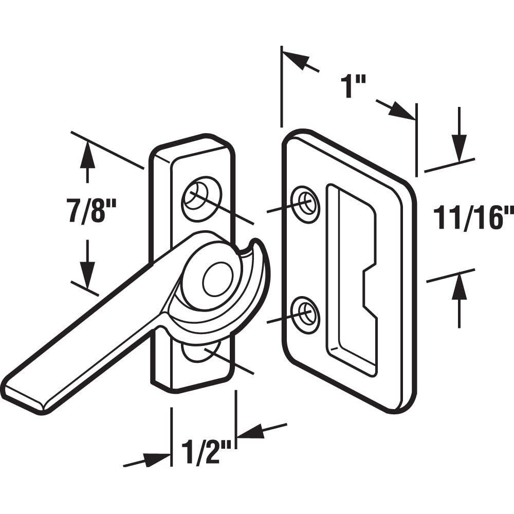 Prime-Line F 2511 Zinc Die Cast Right-Hand Sliding Window Cam Latch (2-Pack) - Secure & Durable Window Lock for Home, Office & RV Use
