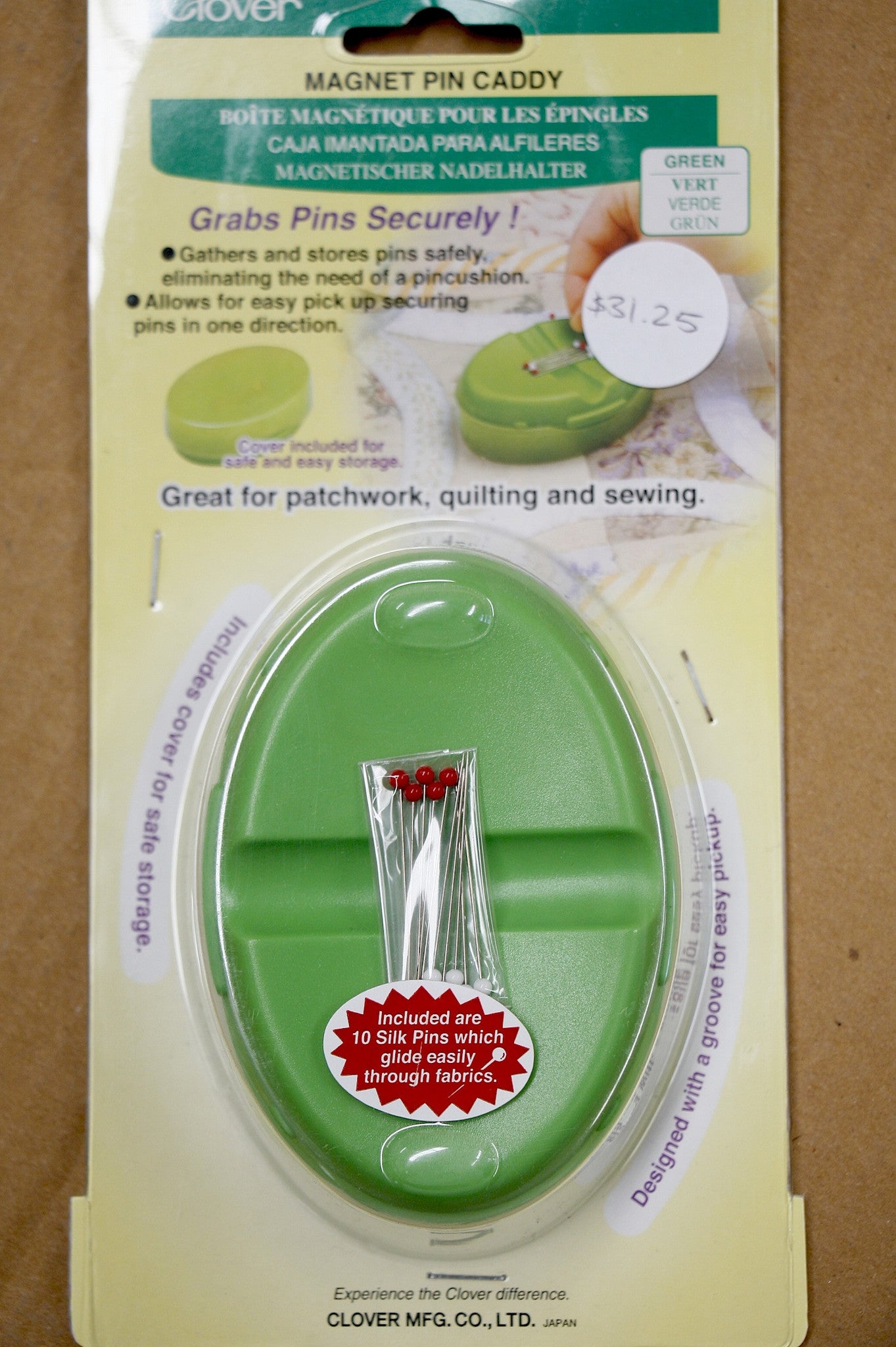 Clover Magnetic Pin Caddy (Green) - Strong Magnetic Sewing Pin Holder for Quilting, Dressmaking & Crafting - Perfect for Sewing Kits & Organizing Needles