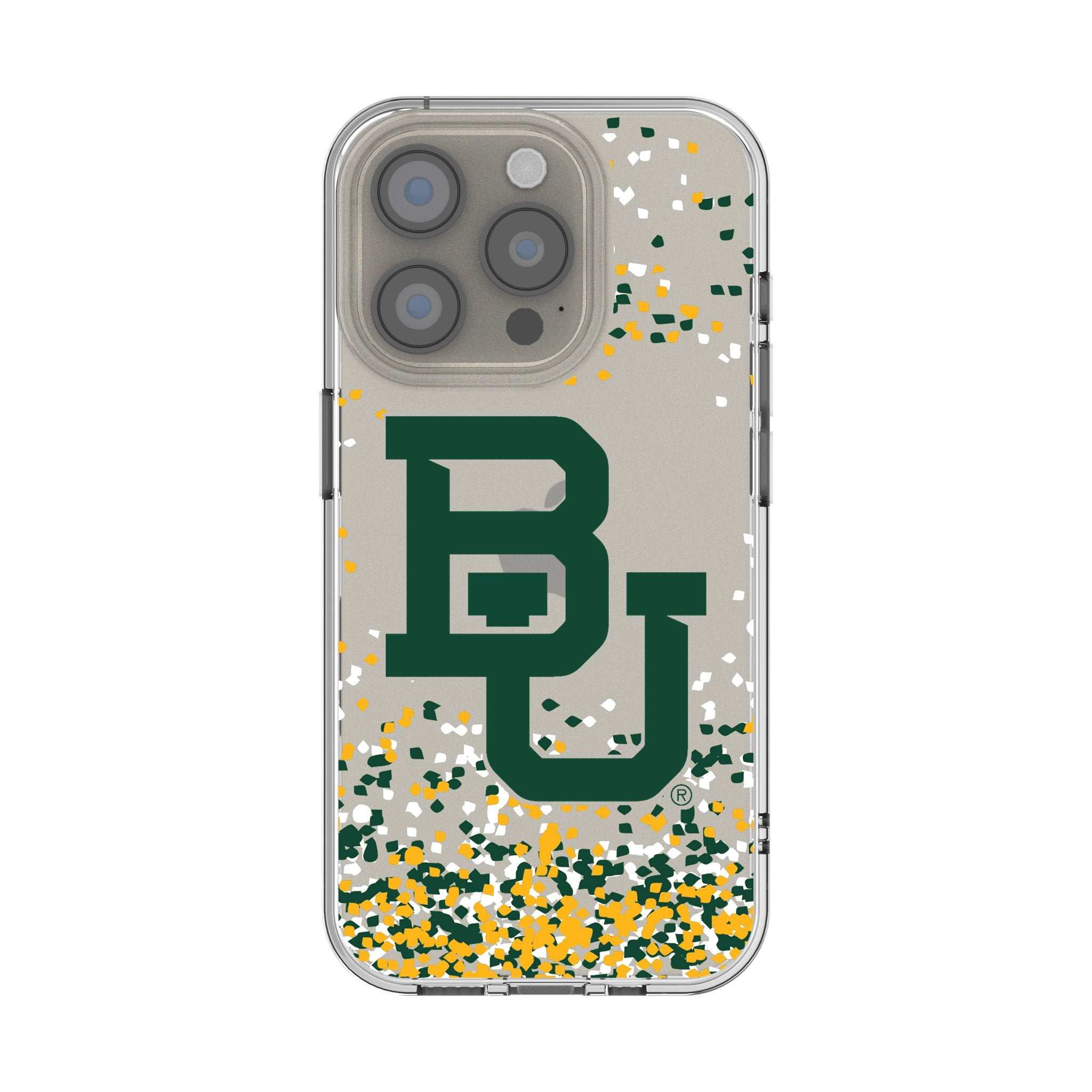 Baylor University Bears Confetti Clear Phone Case for Apple iPhone 14/13/12/11 Pro Max - Shatterproof Protective Cover for Fans, Game Day & School Spirit