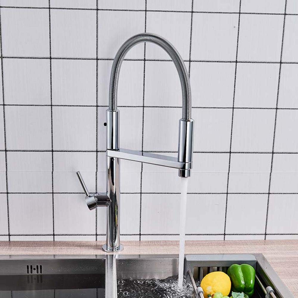 Stainless Steel Pull Out Kitchen Faucet with 360° Swivel Spout - Lead-Free Deck Mounted Water Mixer Tap for Modern Home Kitchen Sink (Perfect for Washing Dishes, Filling Pots & Cleaning Vegetables)