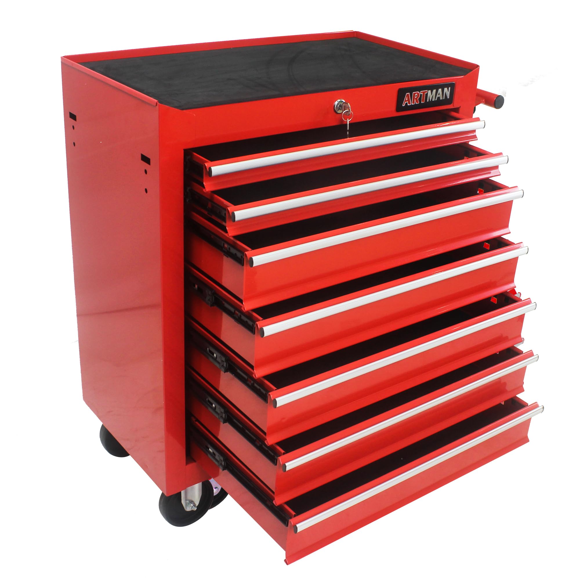 7-Drawer Rolling Tool Cart Cabinet with Locking System - Heavy Duty Mobile Tool Storage Organizer with Wheels, Red - Perfect for Garage, Workshop, Auto Repair & DIY Projects