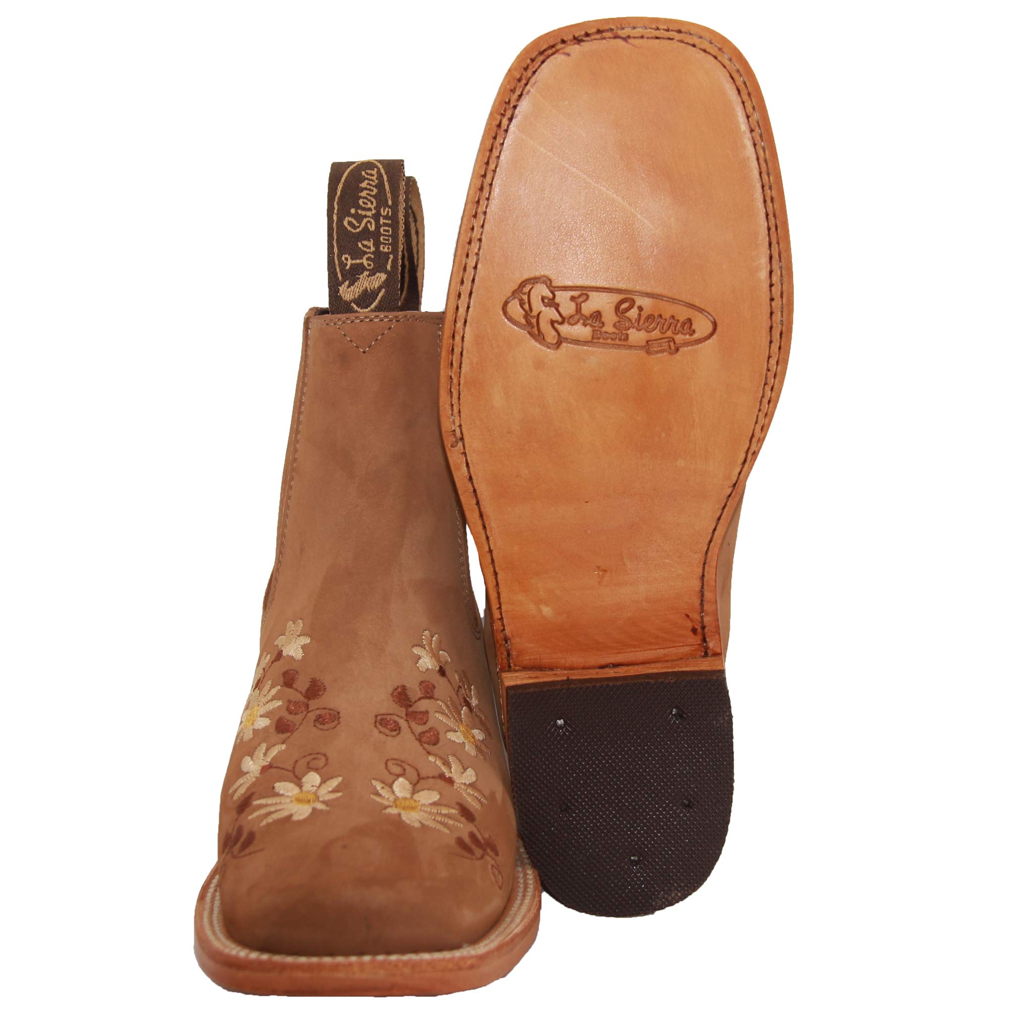 Women's Floral Ankle Boots - Low Heel Leather Booties for Women | Perfect for Casual Outfits, Date Nights & Fall Fashion