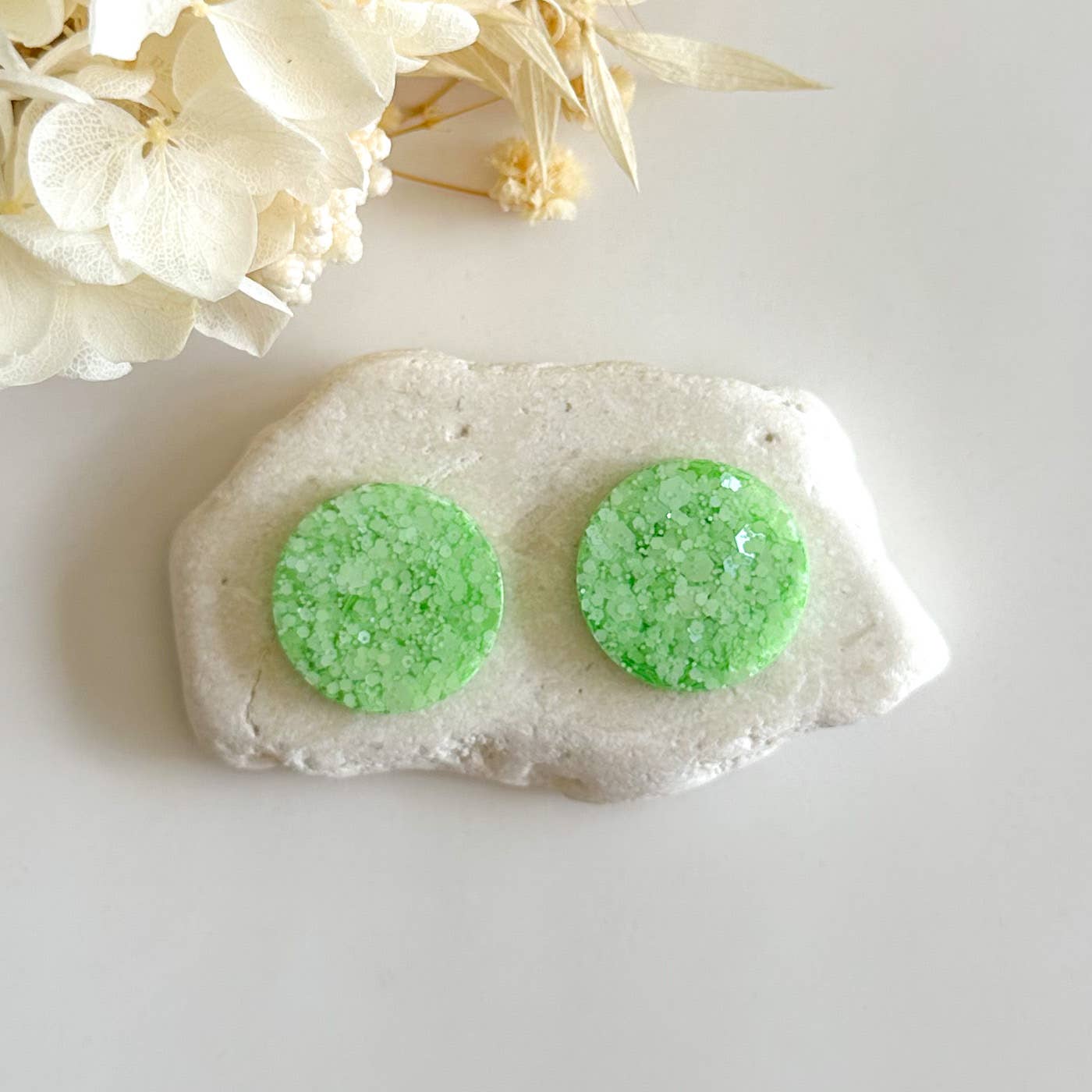 Sparkling Resin Stud Earrings with Glitter - Small & Bright for Women | Perfect for Parties, Weddings, and Everyday Wear