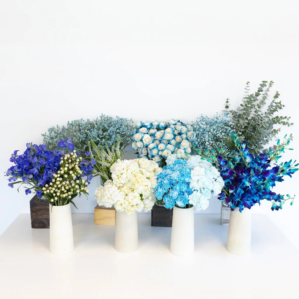 Aqua Blue DIY Flower Arrangement Kit - Artificial Floral Craft Set for Home Decor, Wedding Centerpieces & Party Decorations