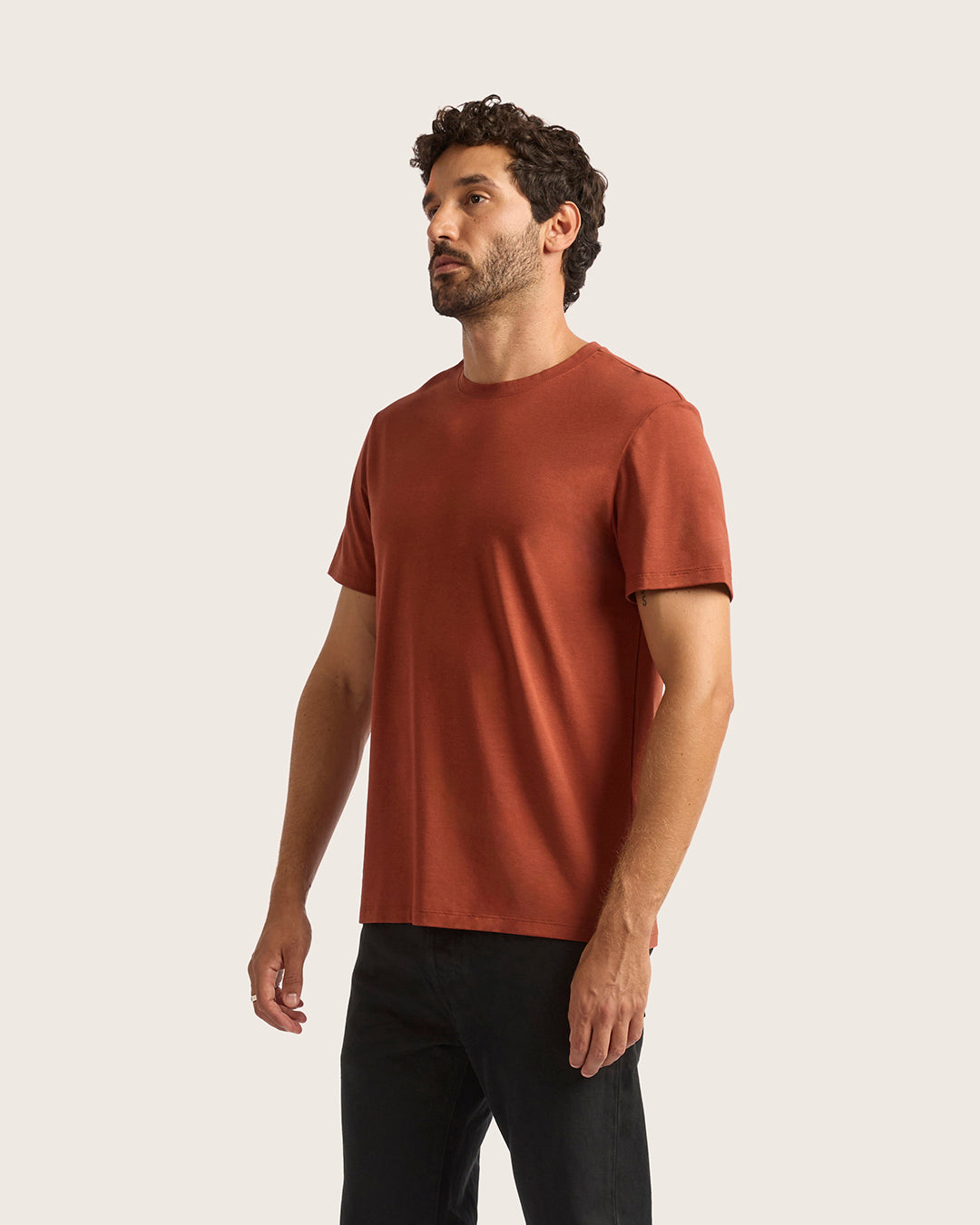 Men's Classic Crew Neck T-Shirt in Rust Color - Comfortable Casual Cotton Tee for Everyday Wear, Gym, and Outings