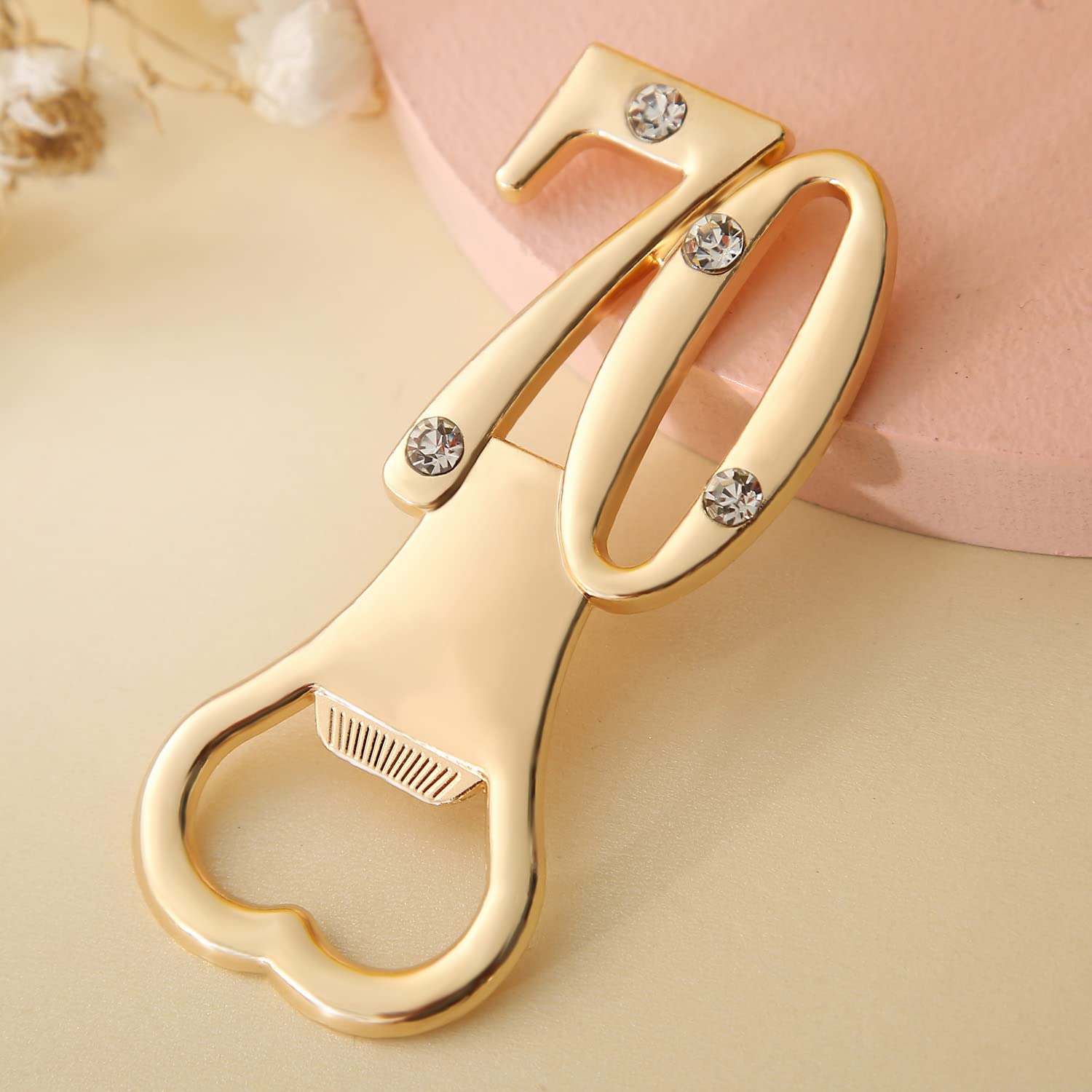 12 Pack 70th Birthday Bottle Openers - Gold & Black Party Favors for 70th Birthday, Anniversary, Retirement Gifts - Perfect for Weddings, Milestone Celebrations & Home Decor (12 Count)