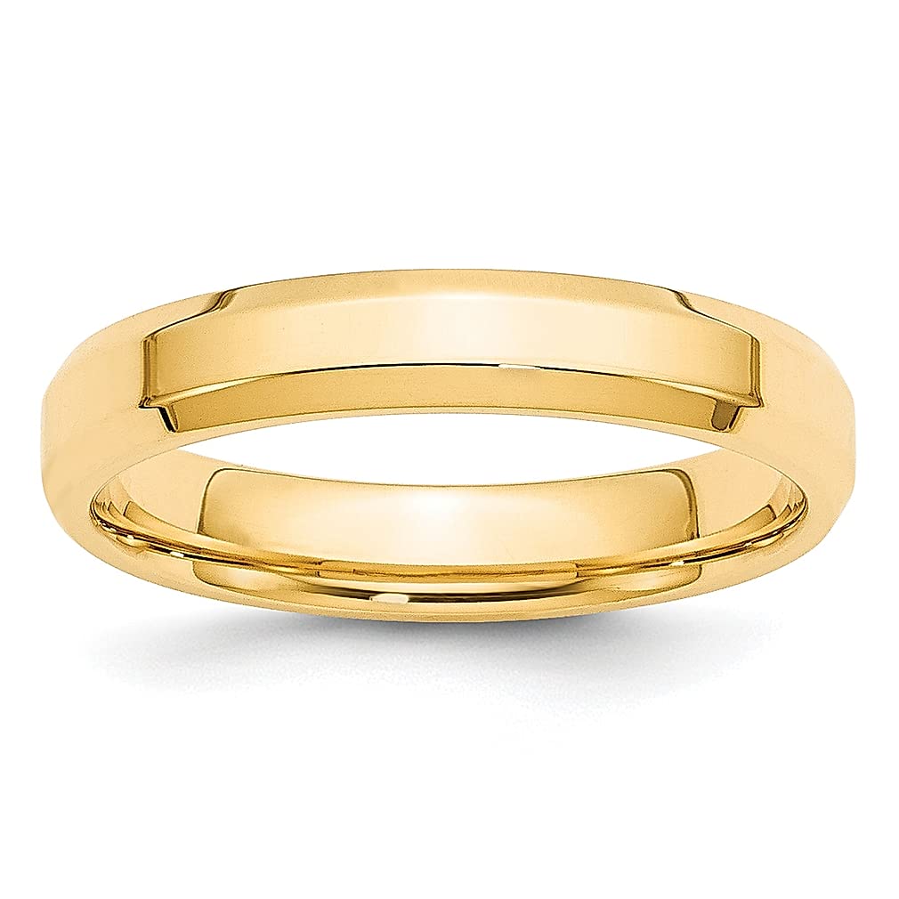 10K Yellow Gold 4mm Beveled Edge Comfort Fit Wedding Band Ring - Size 8 Classic Fine Jewelry for Women | Perfect Anniversary, Engagement & Wedding Gift for Her | Everyday Wear & Special Occasions